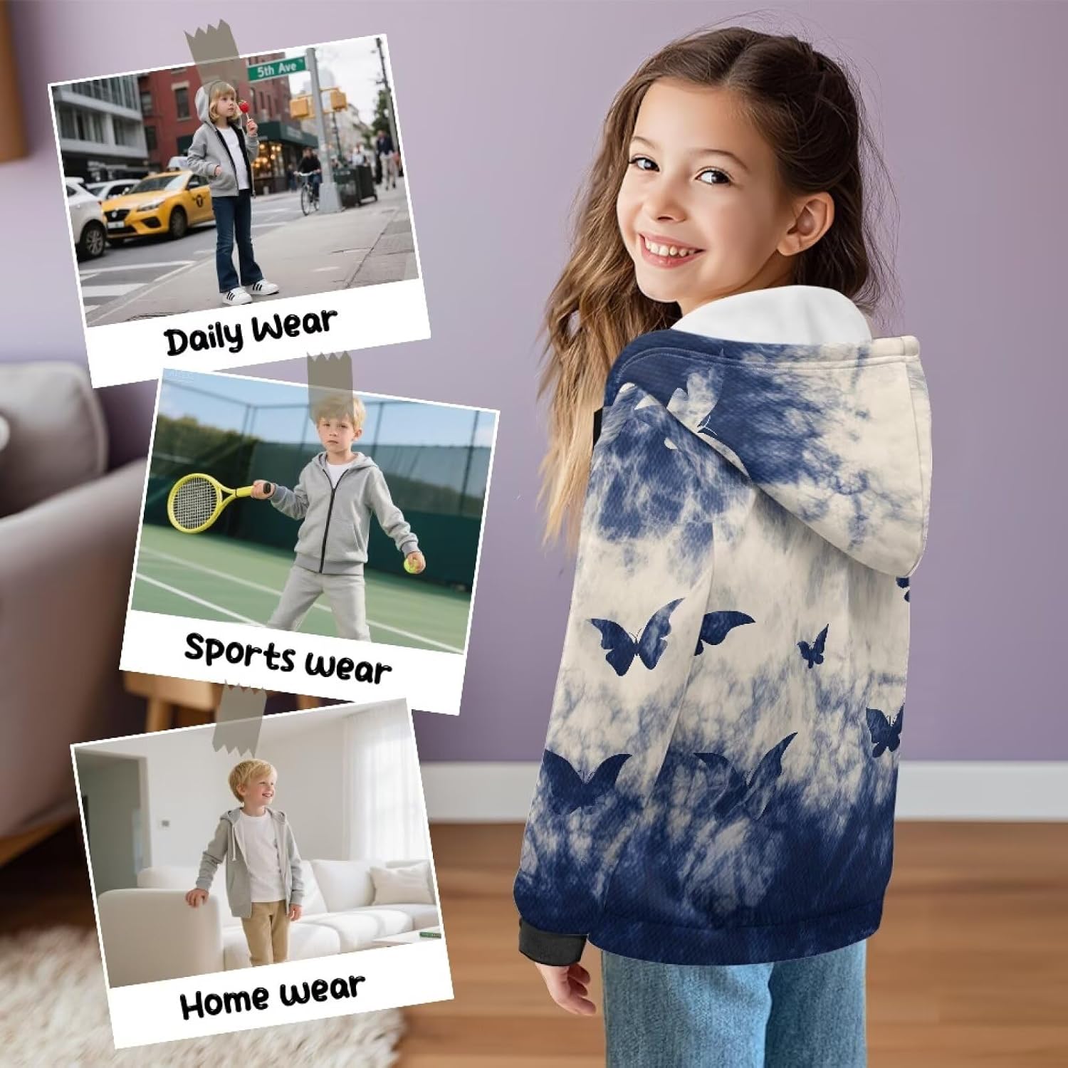 Girls Full Zip Hoodie Fleece Long Sleeve Hooded Sweatshirt Fall Winter Warm Jacket with Pockets for Kids 6-16Y