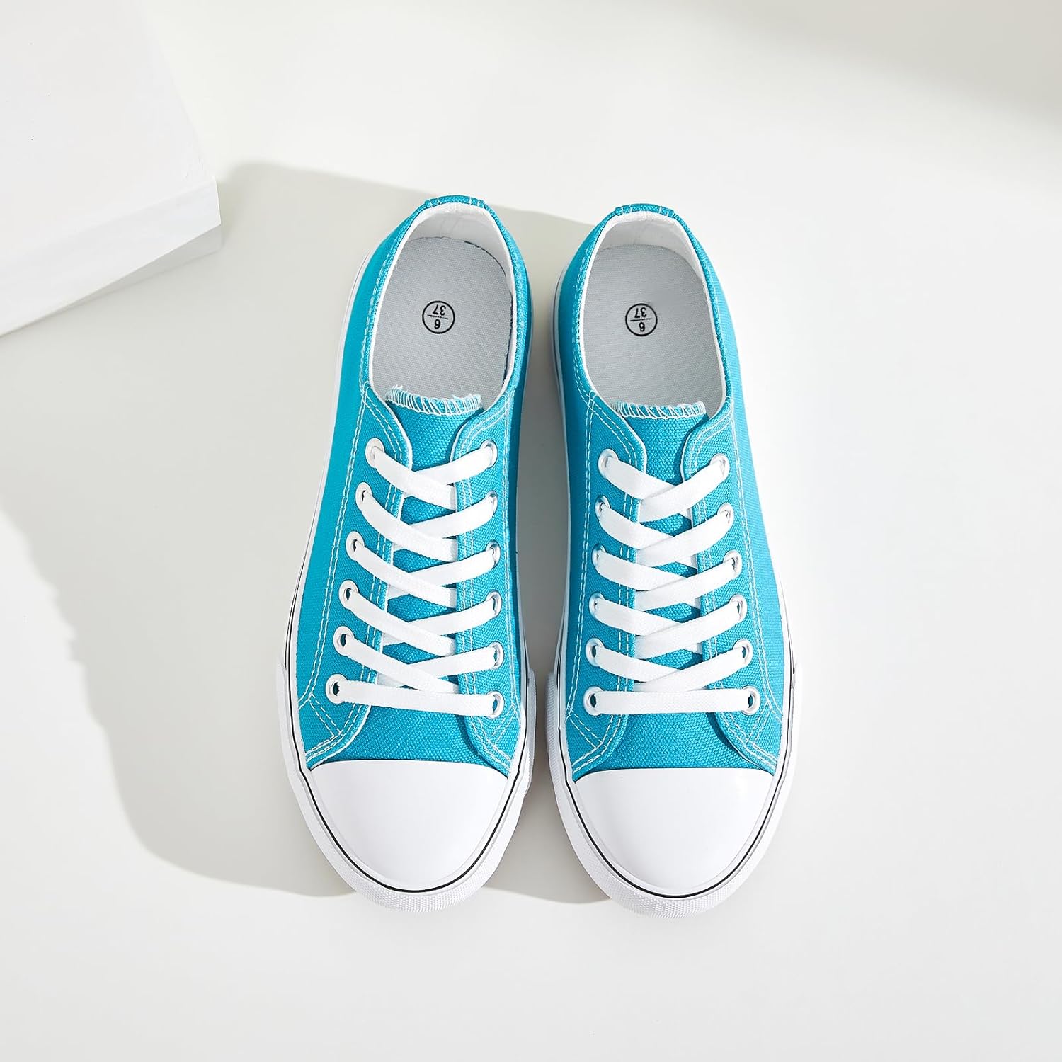 FRACORA Womens White Black Canvas Sneakers Low Top Canvas Shoes for Women Tennis Shoes - Image 6