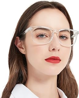 MARE AZZURO Computer Reading Glasses Women Blue Blocking Screen Light Readers 0 100 125 150 175 200 225 250 275 300 350 400 500 600 (Transparent, 1.0)