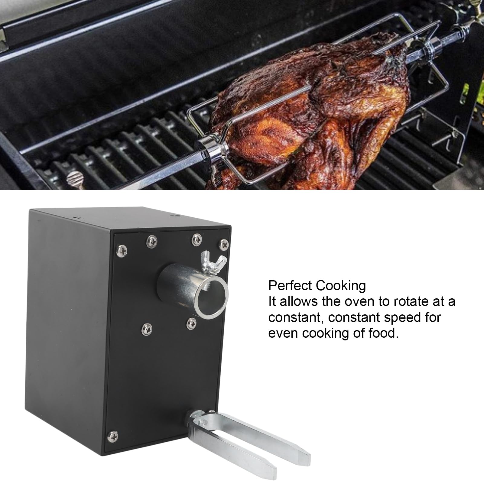 Cocoarm Silnik Do Grilla, Aluminiowy Silnik Rożna Do Grillowania 10 W 2 Obr./min 65 70 KgF Obciążenie Automatyczny Rewers Wodoodporny Przełącznik Kurczaka Grillowanie Mięsa z Indyka Rodzina Użytku