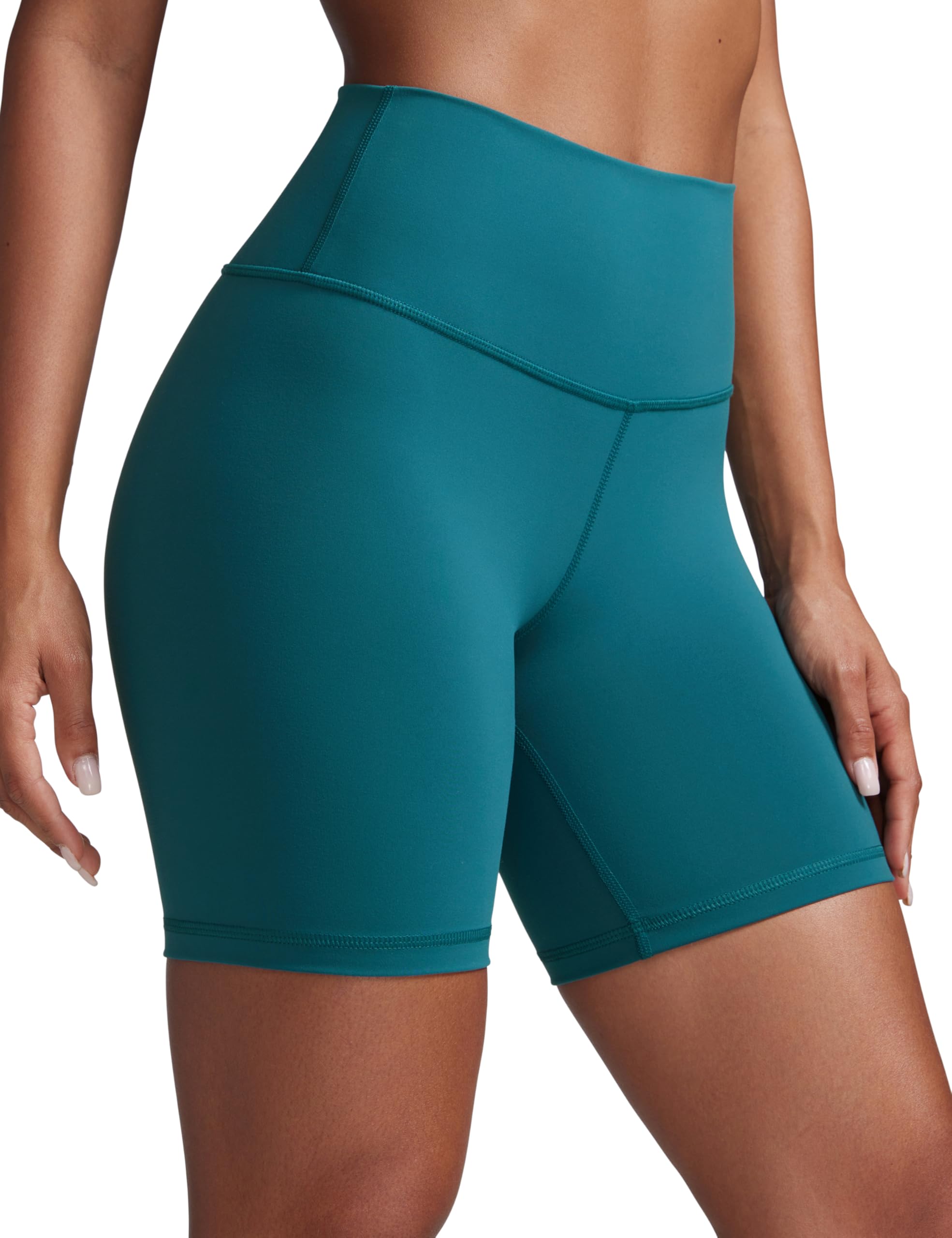 CRZ YOGA Women's Butterbreeze Biker Shorts High Waisted Workout Gym Yoga Running Cycling Athletic Shorts -6" Green Jade 12