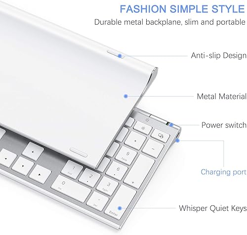 Miniatura 2 de Vssoplor - Teclado y mouse inalámbricos, 2.4 GHz, recargable, compacto, silencioso, de tamaño completo, combo con receptor Nano USB para Windows,
