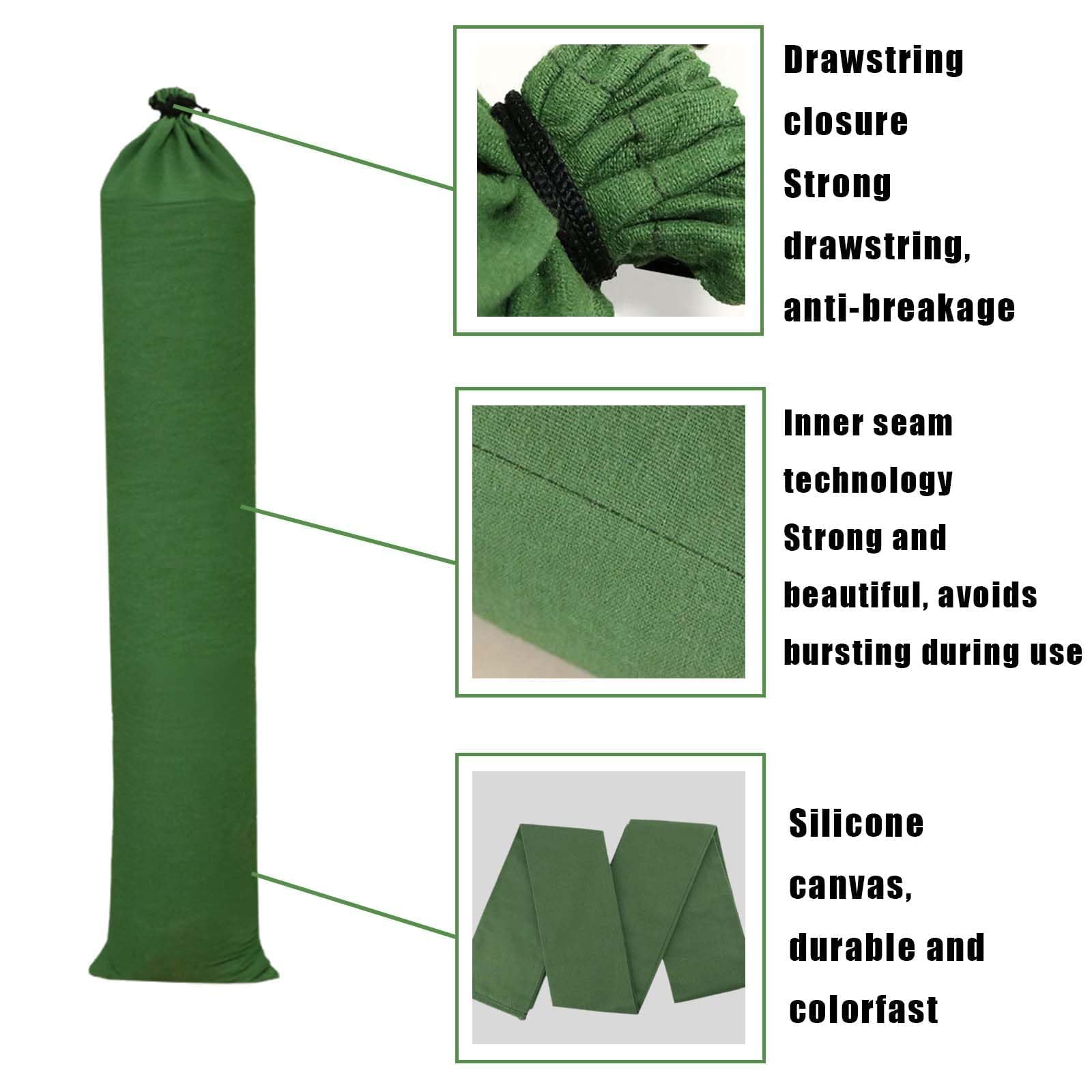 4 piezas saco de arena para control de inundaciones,Sacos de Arena de Lona Gruesa,Saco de Arena de Lona Reutilizable,Sacos de arena para inundaciones,Con cordón para garaje,puertas,ventanas,etc(verde)