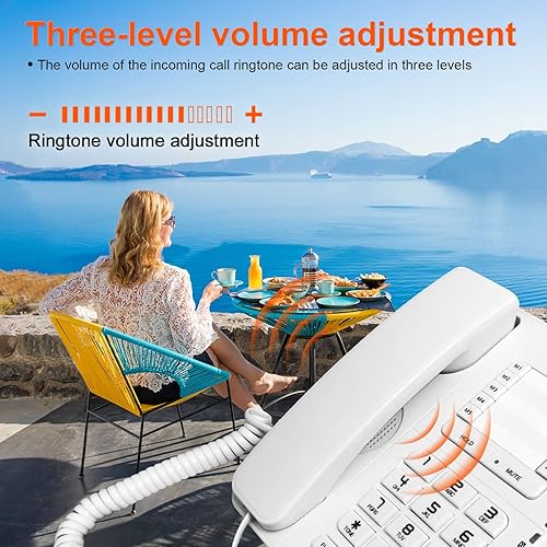 Miniatura 5 de Altavoz con cable teléfono fijo de escritorio cómodo y rápido teléfono de pared duradero con manos libres silencio sostener flashreedial fácil de