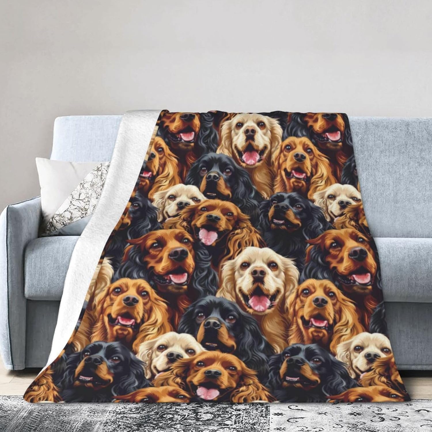 Cocker Spaniel Dog Blanket 50"x60", Cute Pet Throw Blankets, Gifts for Women Girls Kids, Soft Lightweight Fleece for Sofa Room Couch Bed Travel Modern Decor - Image 3