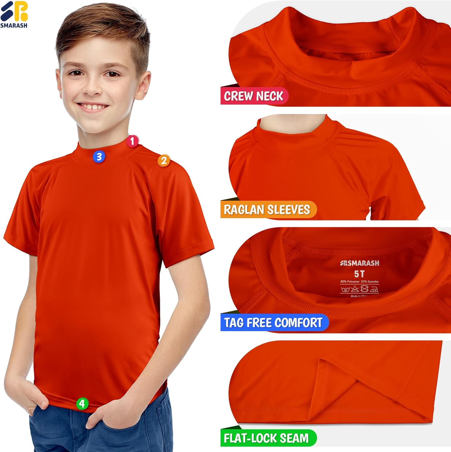 Boy's UPF 50+ Rash Guard Swim Shirts Short Sleeve Sun Protection SPF Fishing Surfing Water Beach Shirts Quick Dry - Image 4