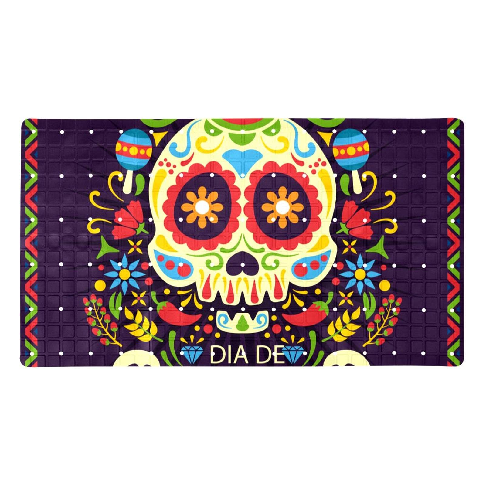 Schöne rutschfeste Badematten mit Totenkopf-Motiv, für Badezimmer, rechteckige Badewanne, maschinenwaschbar, 39 x 70 cm