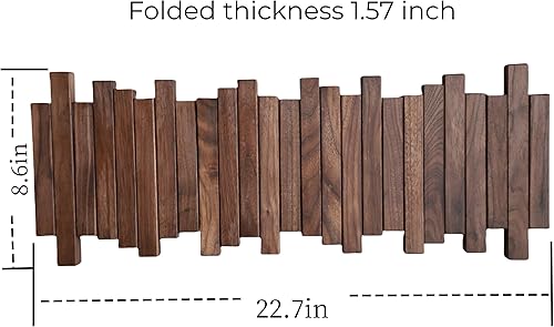 Miniatura 5 de Perchero de madera natural para piano montado en la pared  Gancho de pared abatible 5 ganchos  Gancho de pared para entrada, hecho de nogal negro