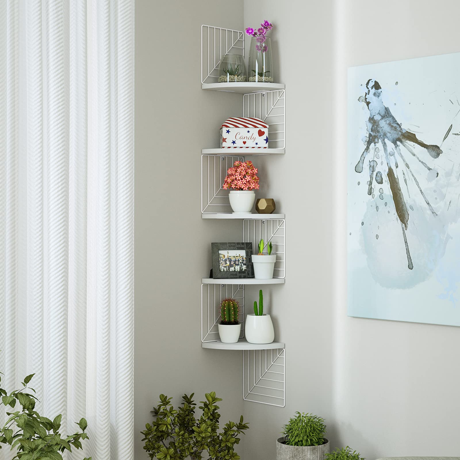 Buy LoveKANKEI Corner Shelf Wall Mount of 5 Tier Rustic Solid Wood