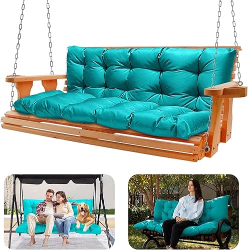 Cojín de columpio para porche, 60 x 40 pulgadas, impermeable, para muebles de exterior con respaldo, cojines gruesos de reemplazo de 2 a 3 plazas