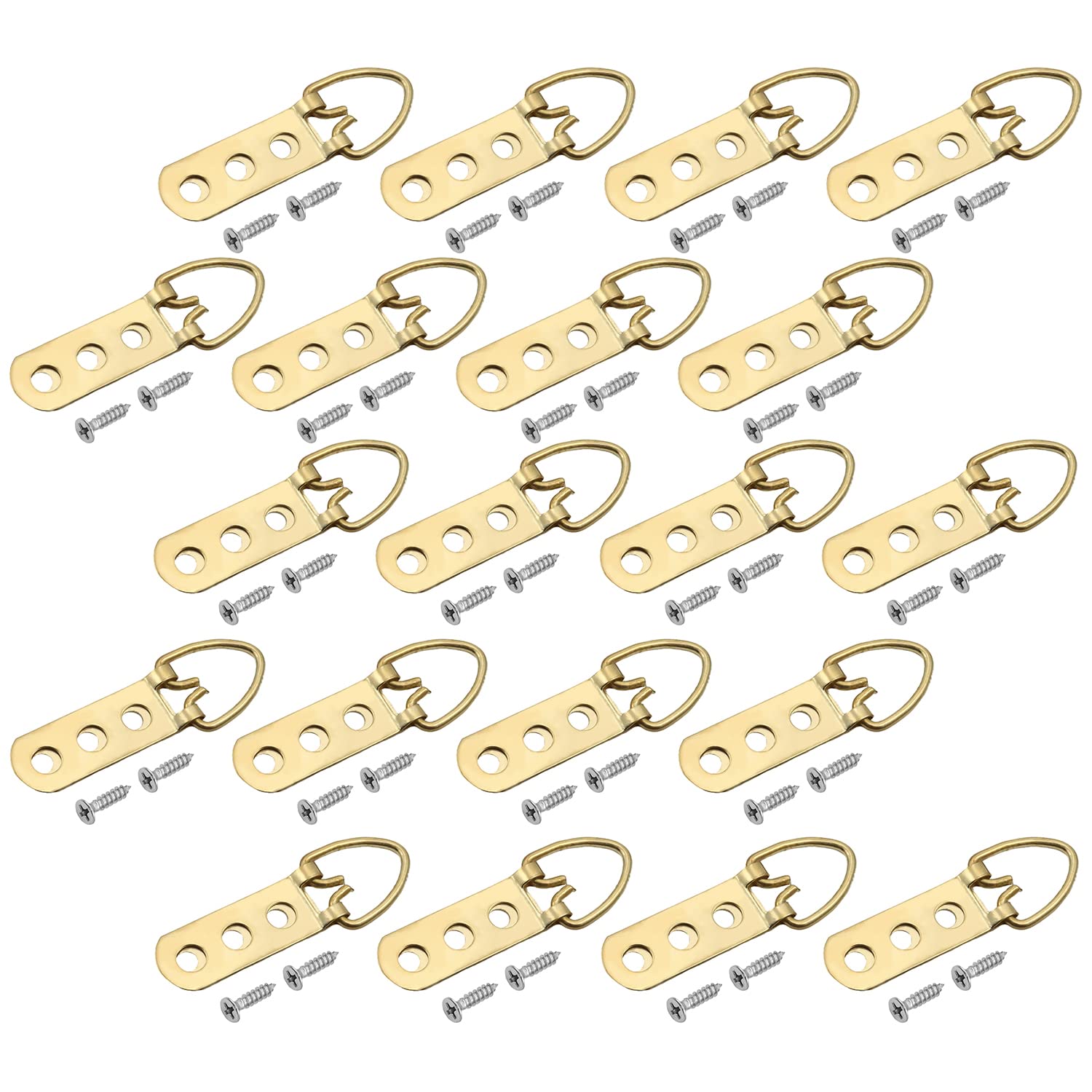 MroMax 40PCS Ring Picture Frame Buckle 2.52" x 0.59"Gold Tone Assortment Kit for Home Decoration Picture Frames Photo Hanging Solutions