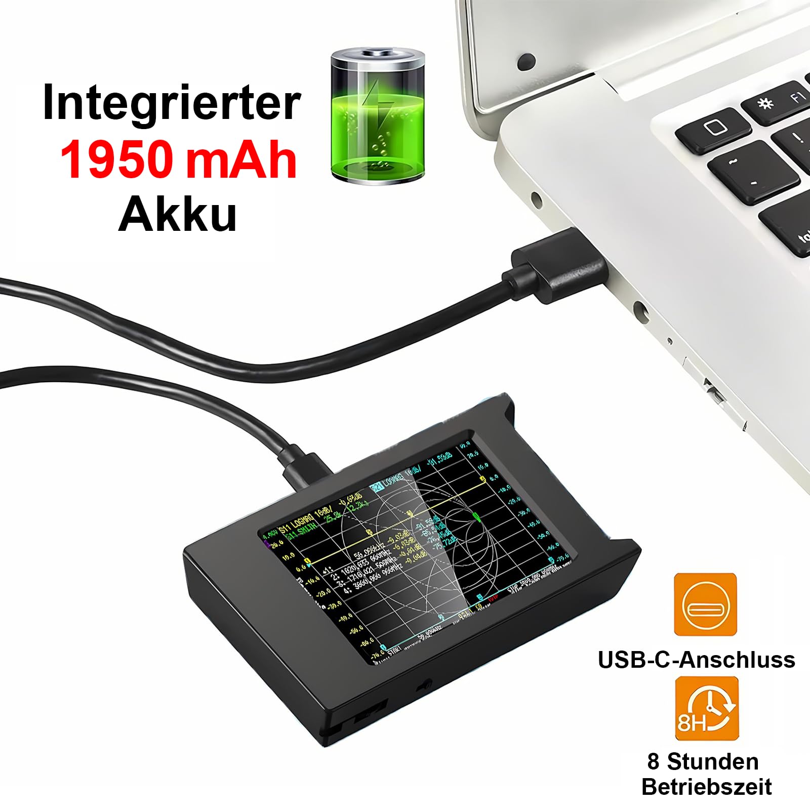 NanoVNA-H4 Vektor-Netzwerkanalysator mit 32GB Karte & 10,16cm (4") Touchscreen, 9 kHz–1,5 GHz HF/VHF/UHF für Smith-Chart, Phase & Verzögerung