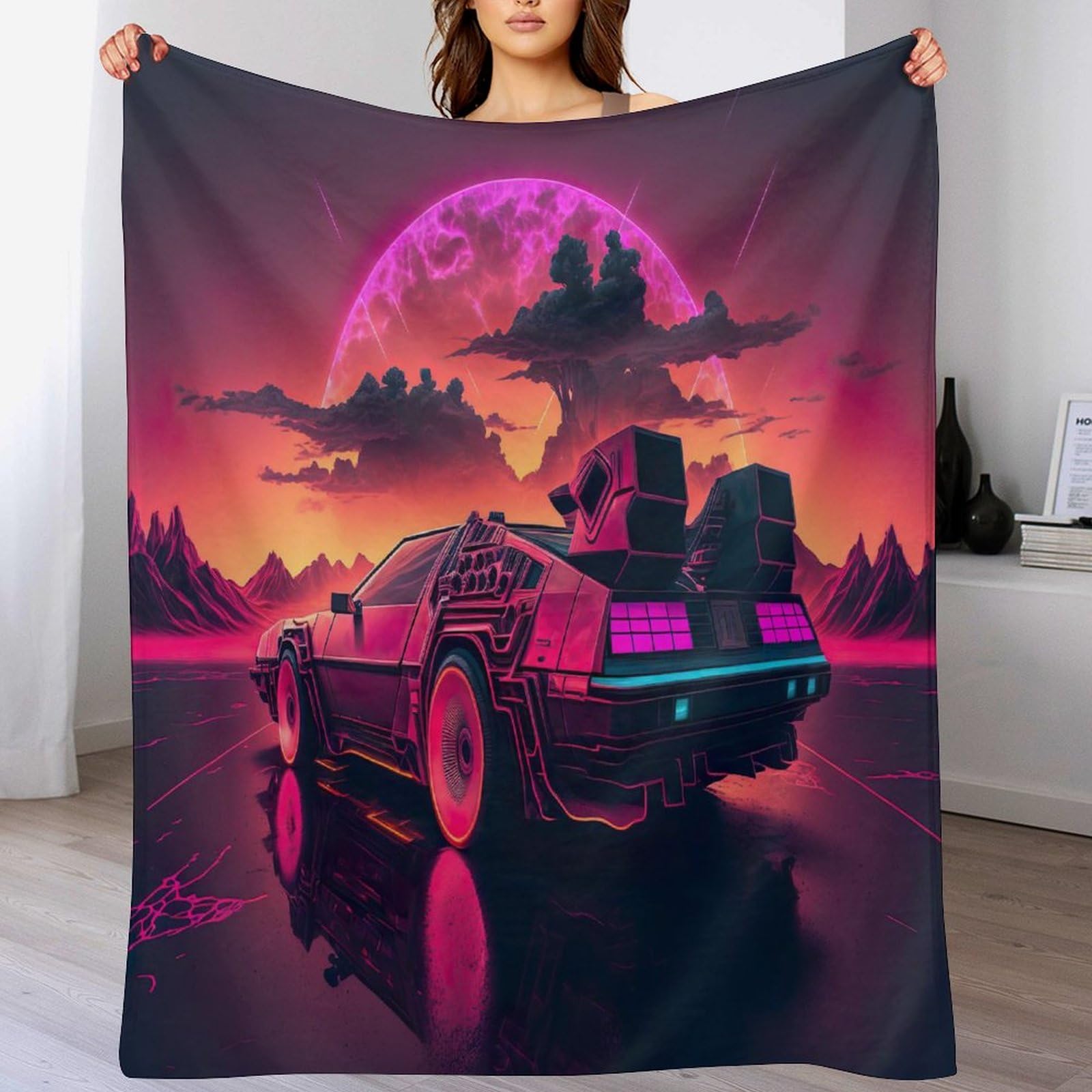 Couverture en flanelle pour soirée cinéma canapé lit motif auto 130x150
