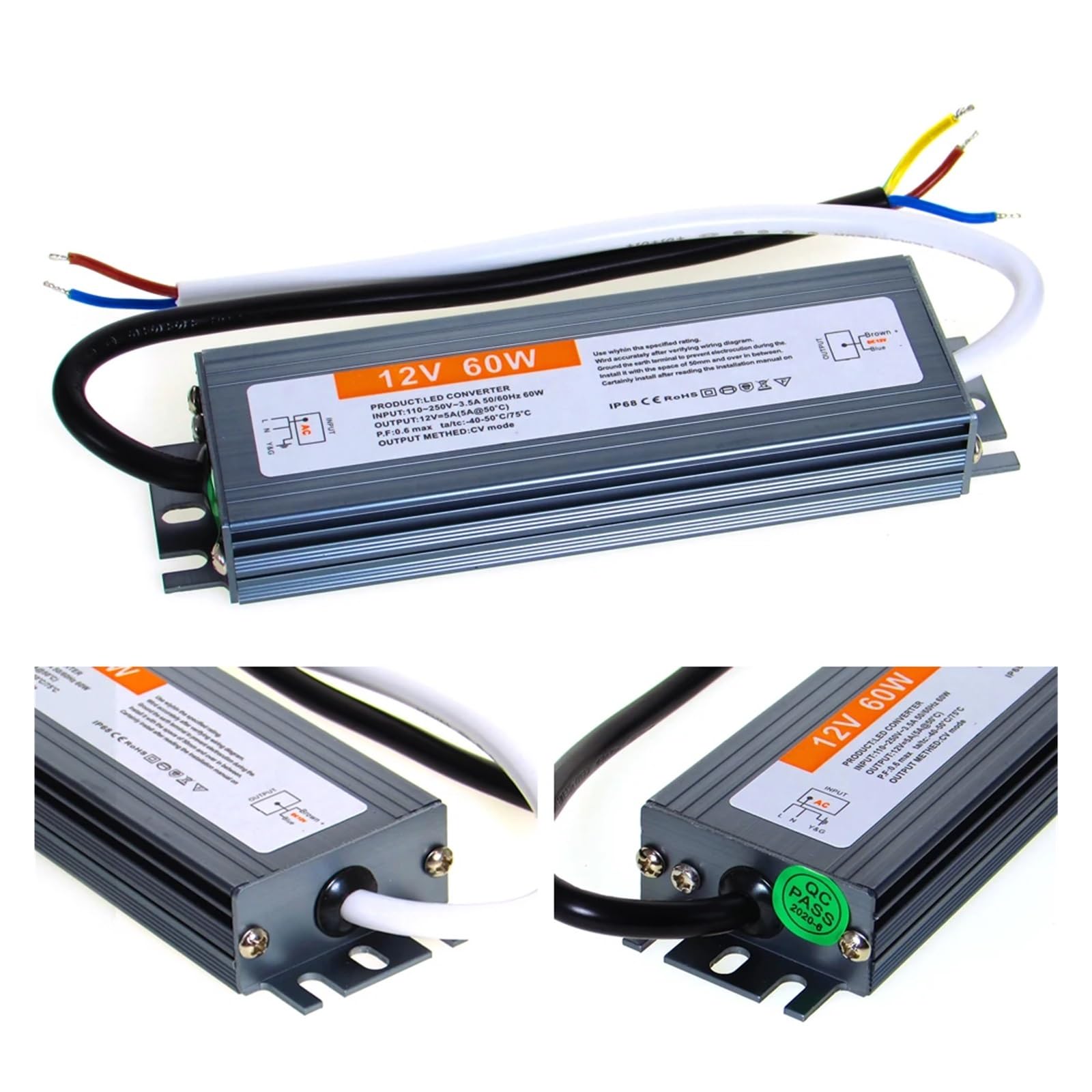 Transformateur 220V à 12V, alimentation 12 24 V, IP67 IP68, transformateur d'éclairage extérieur étanche 110V 220V à 12V(20W)