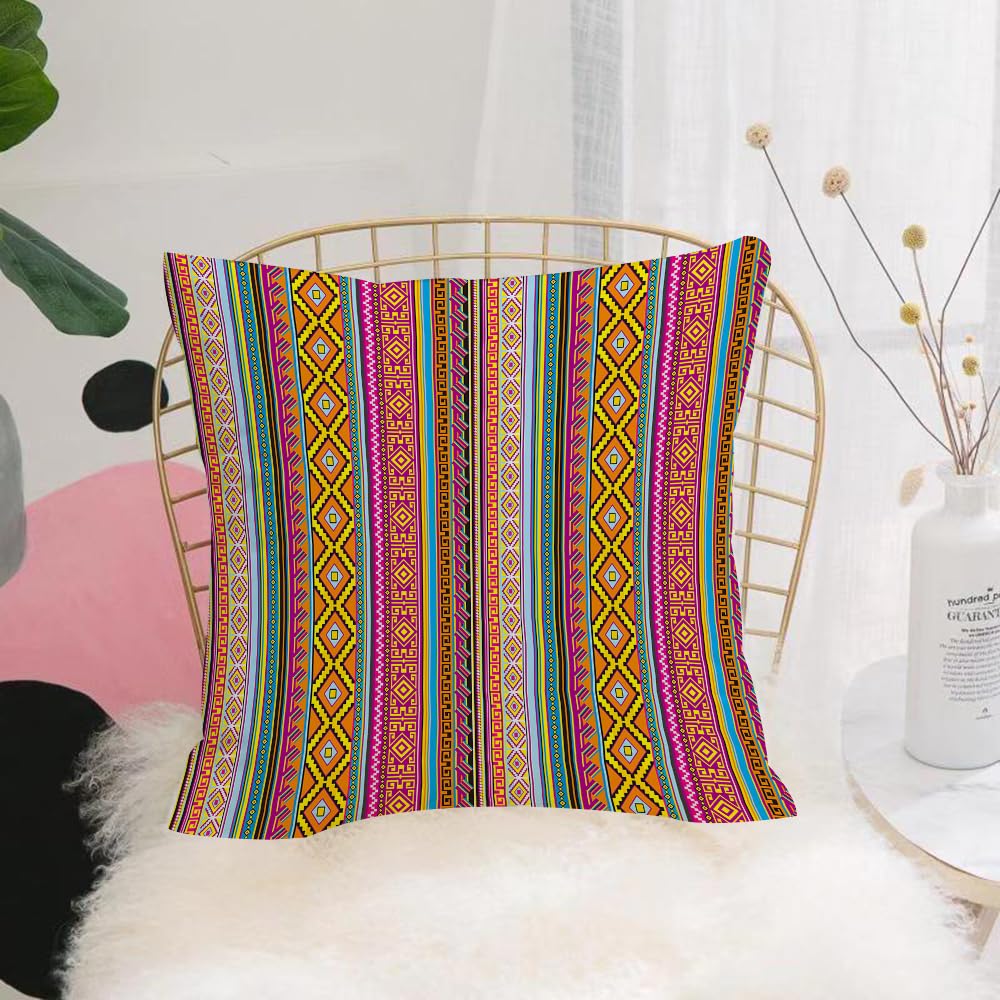 HYOSXW Cushion Cover,Throw Pillow Case Home Decorative for Living Room Bedroom Sofa Chair 16X16 Inch,Retro ethnic geometric tribe pattern,Pillowcase 40X40cm