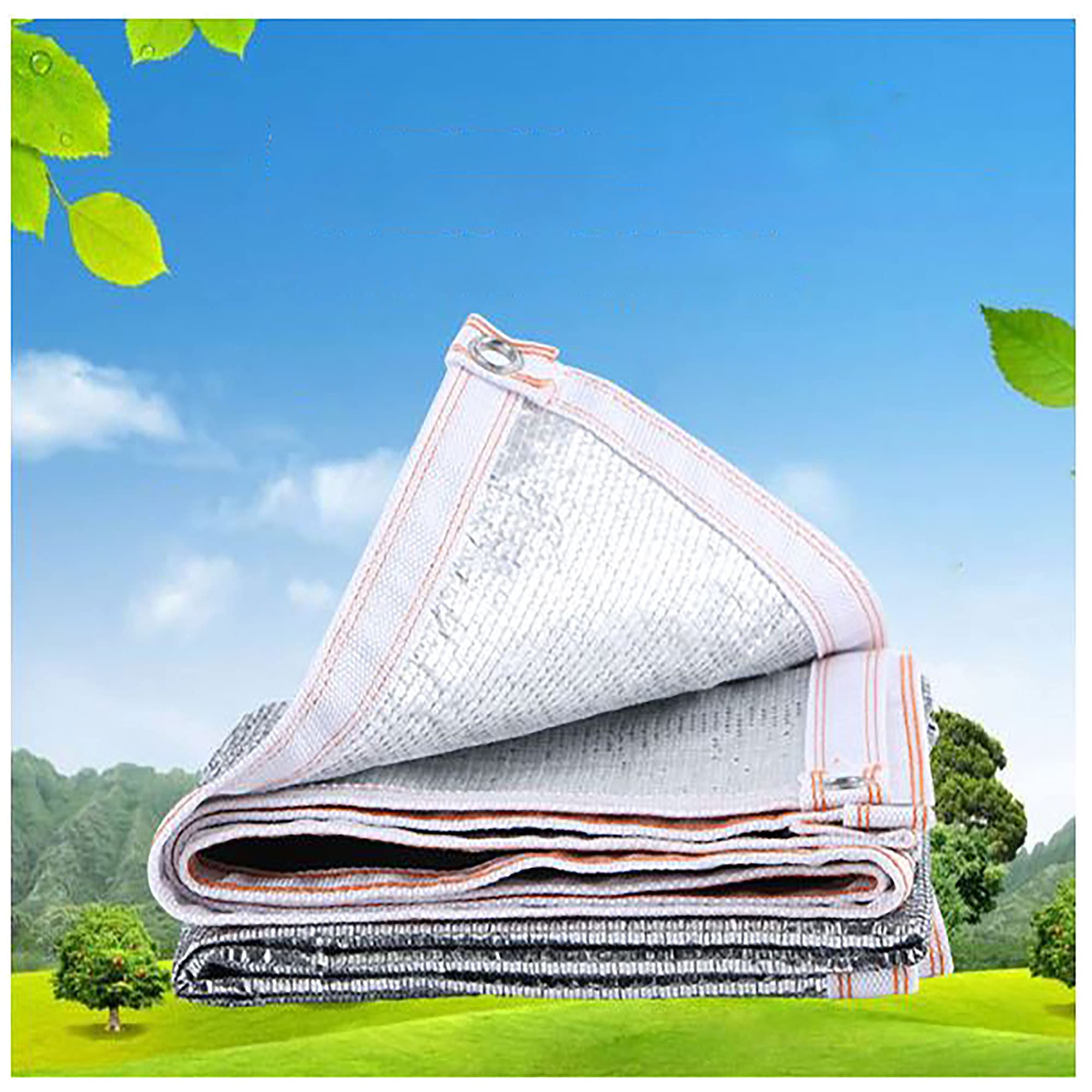 Sun sail shade 75% Reflective Shading Sunscreen Net Tarp, UV Block Aluminet Foil Shade Sails Cloth Garden Shade Sunblock Net Greenhouse Sun Shade Net Pet Shade Mesh Tarp (Size:6×9m/20×30ft,Color:W)