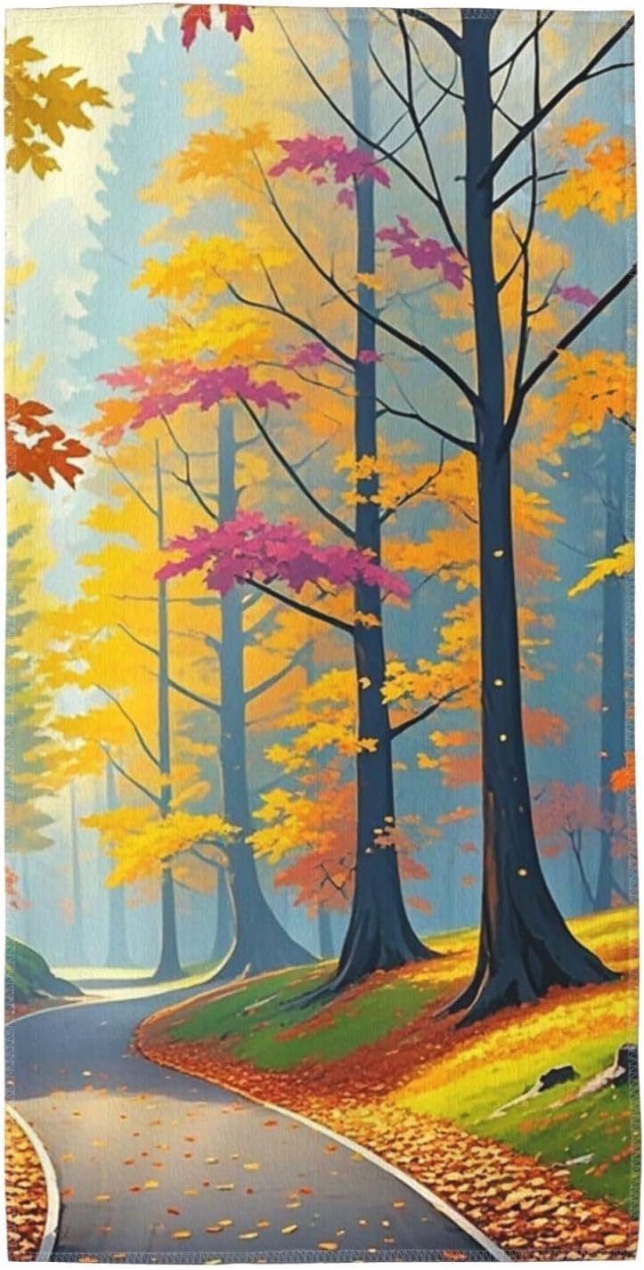 Colorful Autumn Morning Hand Towels for Bathroom, Soft Absorbent Bath Towels Decorative Guest Towel Microfiber Face Towel 12″X24″ Kitchen Dish Towels for Home Hotel Gym Spa Yoga