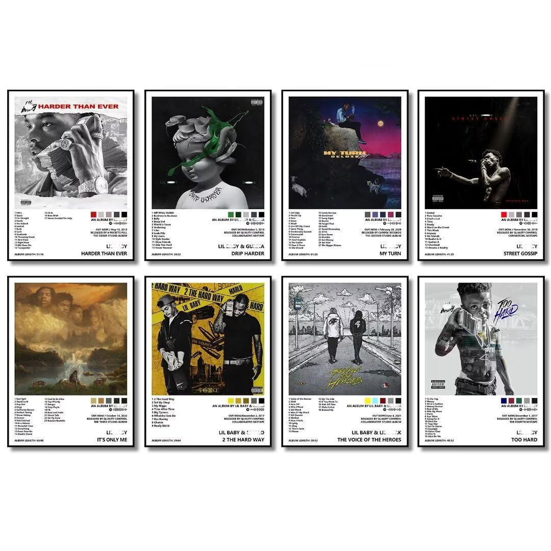 Lil Ba by Poster (8 Pcs 8 * 11 inch) Album Cover Music Posters for Room Aesthetic, Wall Art for Room Decor Posters for Fans Unframed