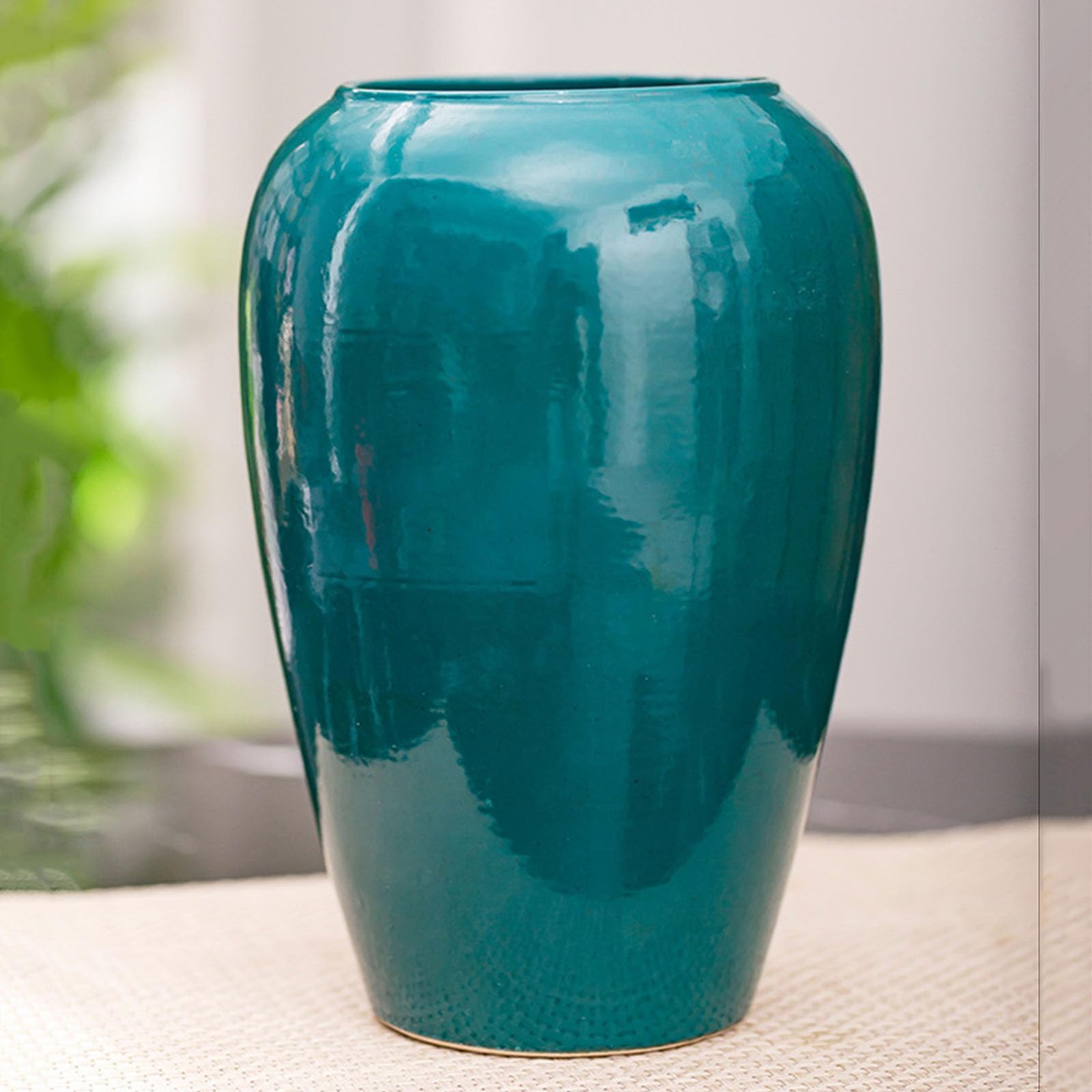 Dunkelgrüne Keramikvase – 8,5 X 15,9 Cm, Moderne Trockenblumen-Vase Für Wohnzimmer, Büro & Mehr