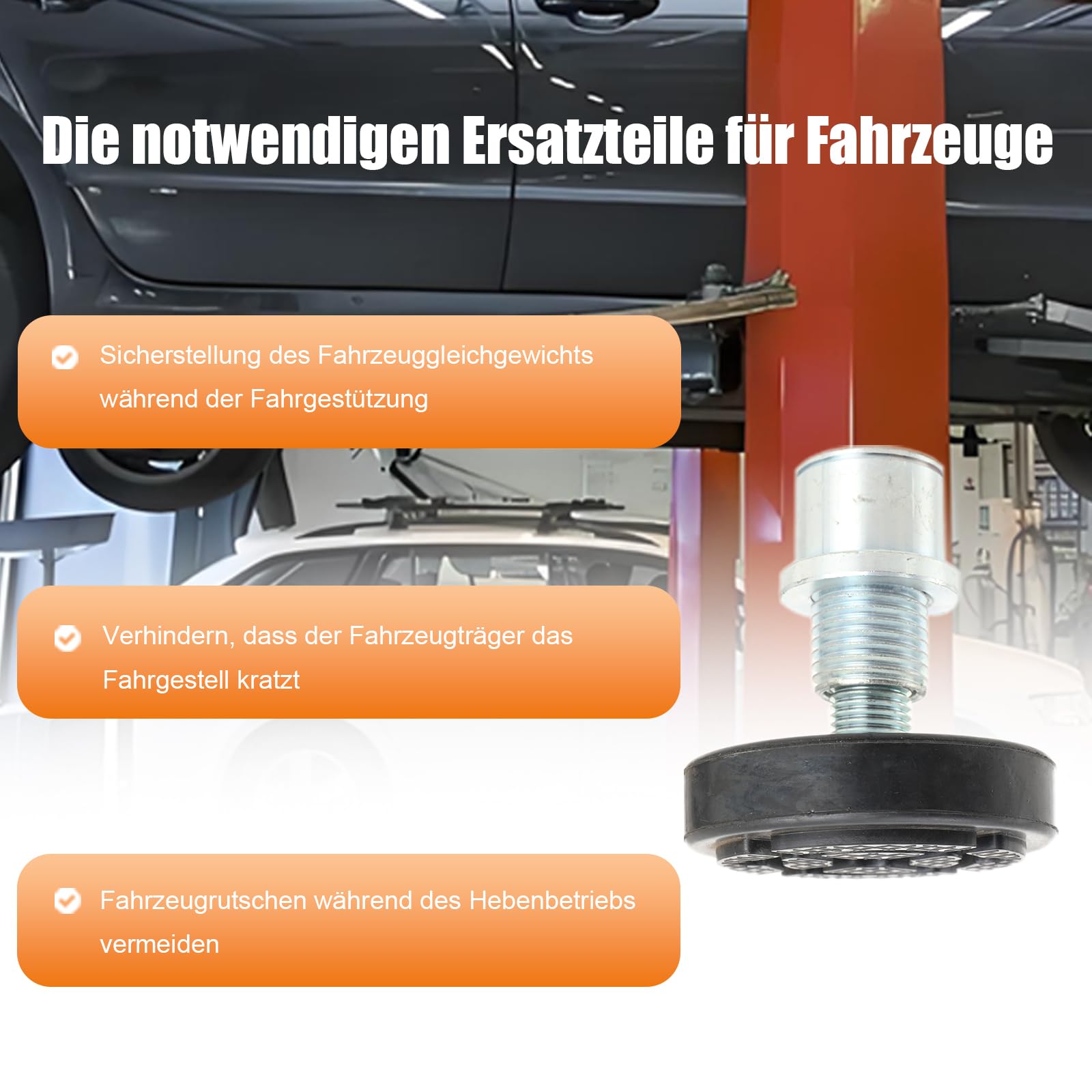 4 Stück Drehteller Tragarmteller Gummiteller Hebebühne Aufnahmeteller Gummiauflage Nussbaum für 2 Säulen Hebebühnen ausdrehbar Aufnahme 50mm universal