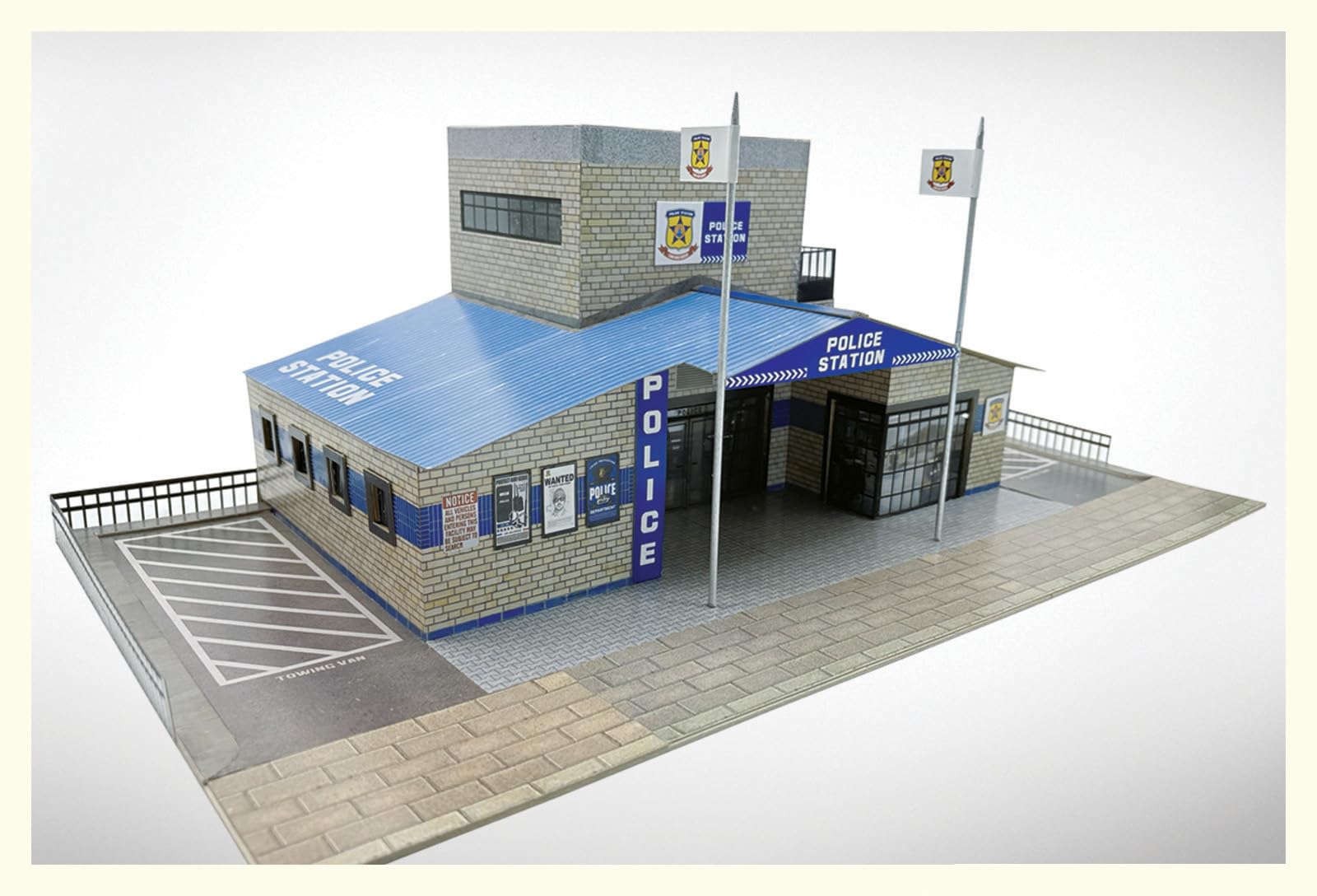 The CityBuilder Polizeistation Karton Modellbau Kit - O Scale Modelleisenbahnbau