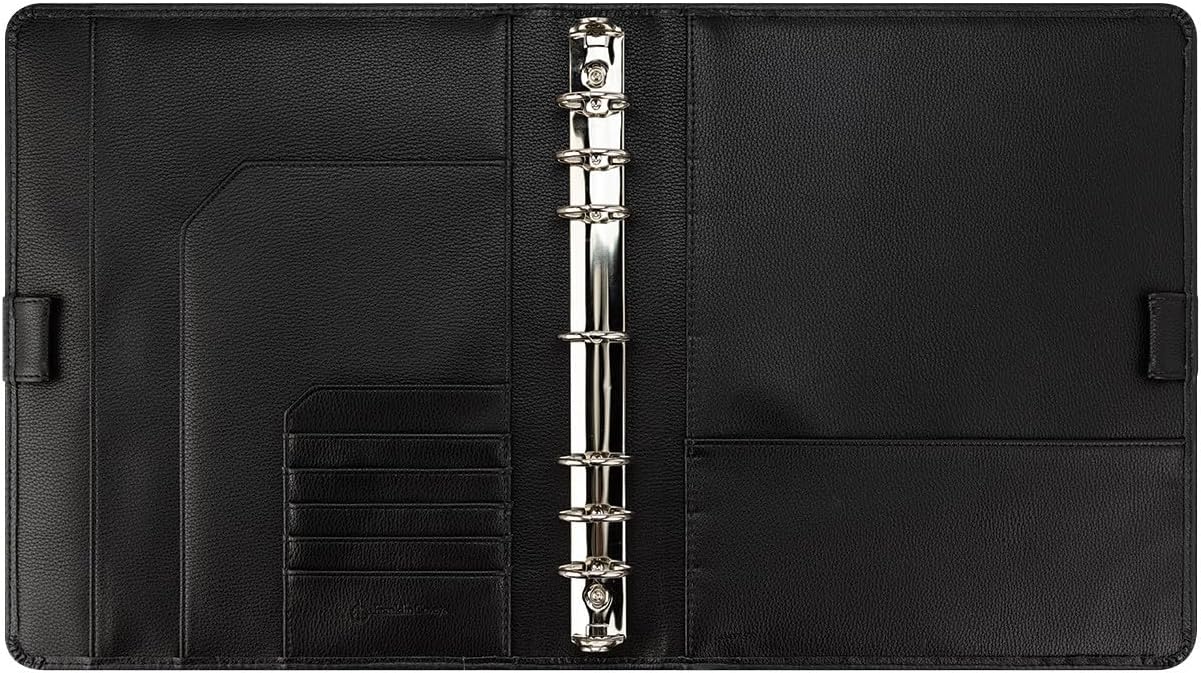 FranklinCovey - Simulated Leather Ring-Bound Binder for FranklinCovey Planners | Simulated Leather - Open Binder (Monarch, Black)
