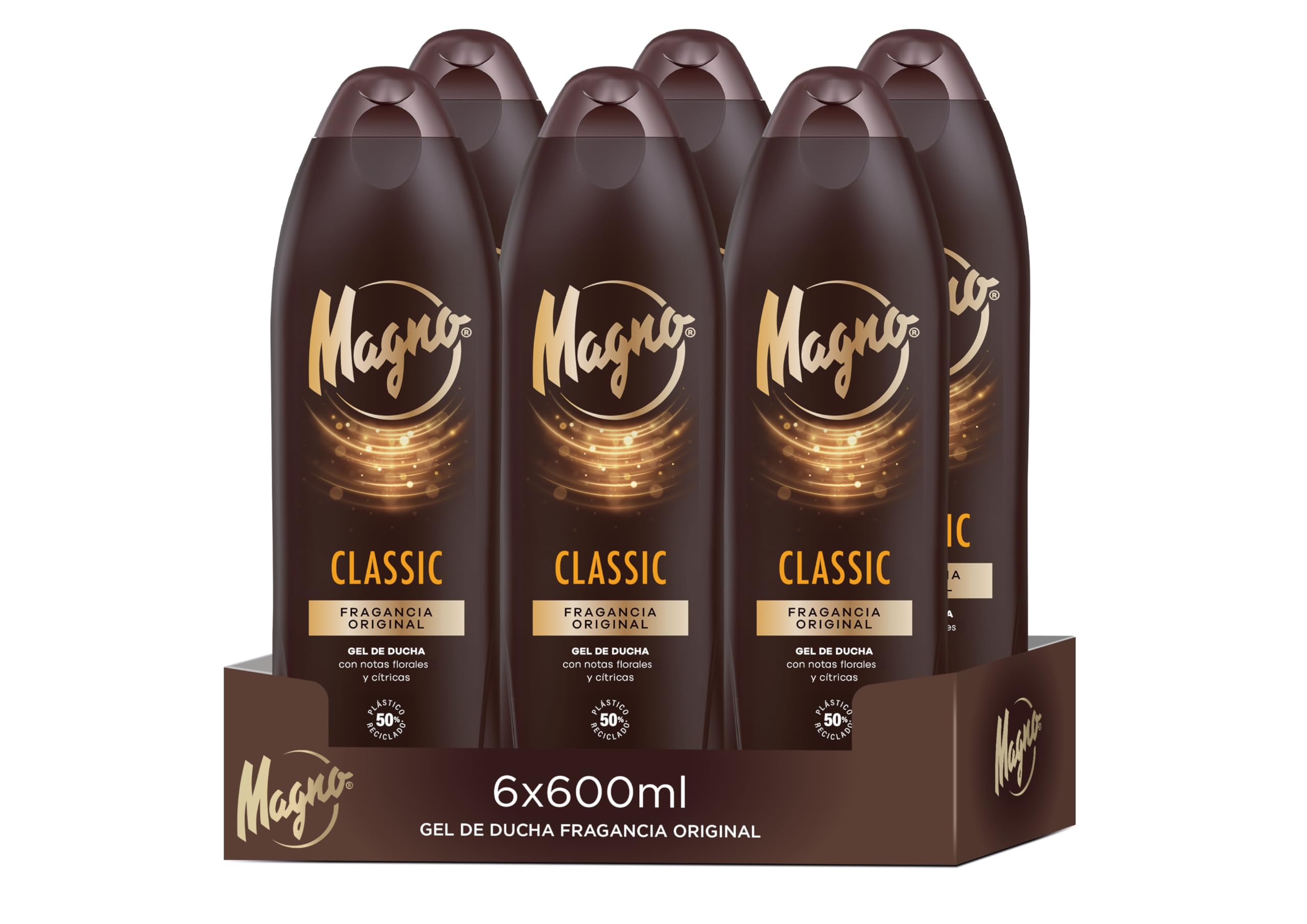 Magno - Gel de Ducha Classic - pack de 6 de 600 ml (3.600 ml) - Cremoso y agradable - Su fragancia no te dejará indiferente