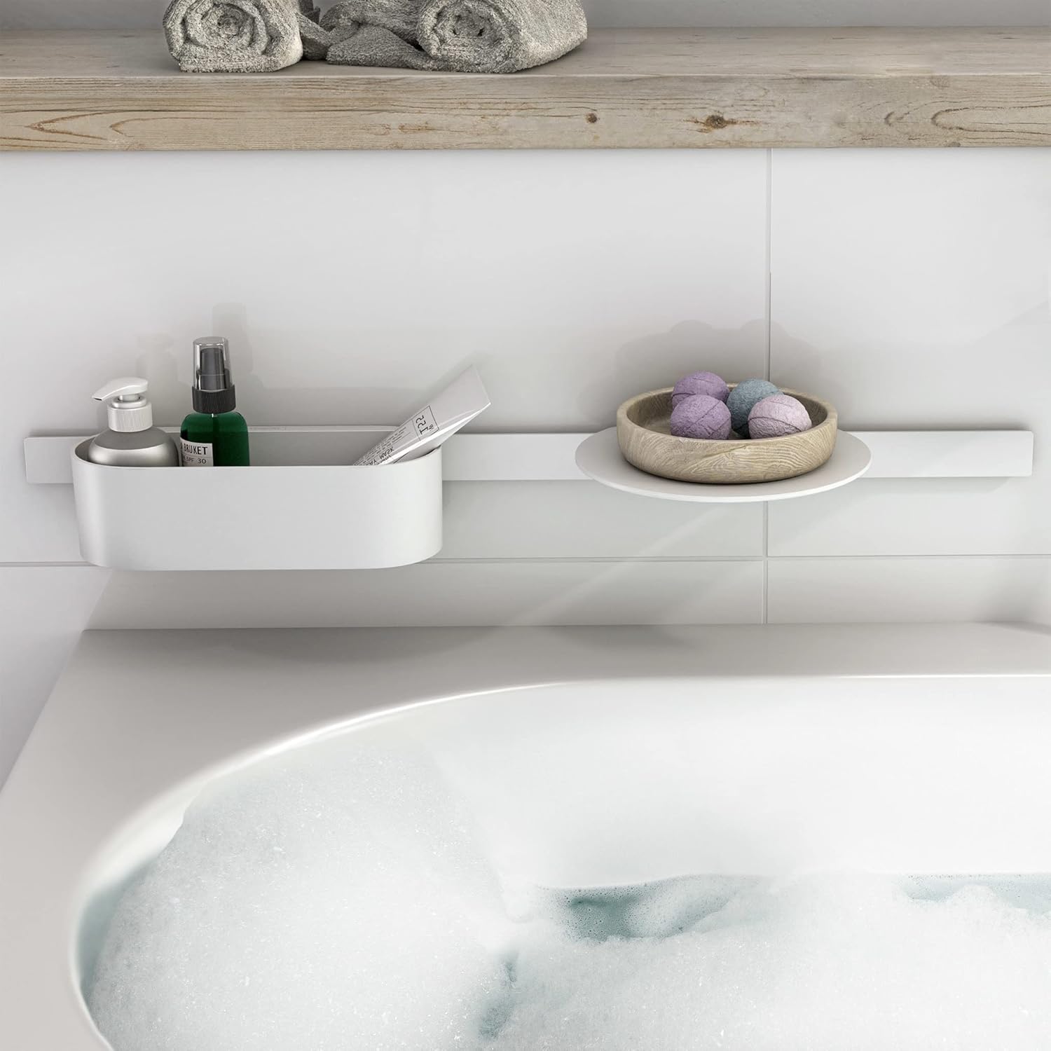 Hansgrohe WallStoris Bathtub Bundle, Bathroom Storage, Accessories Set, no Drilling, Matt White, 27966700