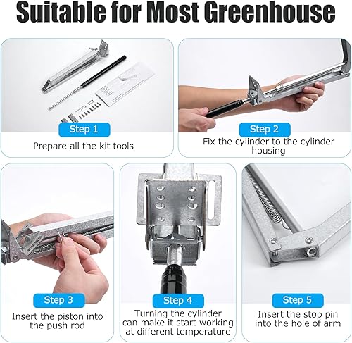 Miniatura 6 de CHANGE MOORE Abridor de ventilación automático para invernadero, abridor de ventana de techo, kit de ventilación automática, herramientas de