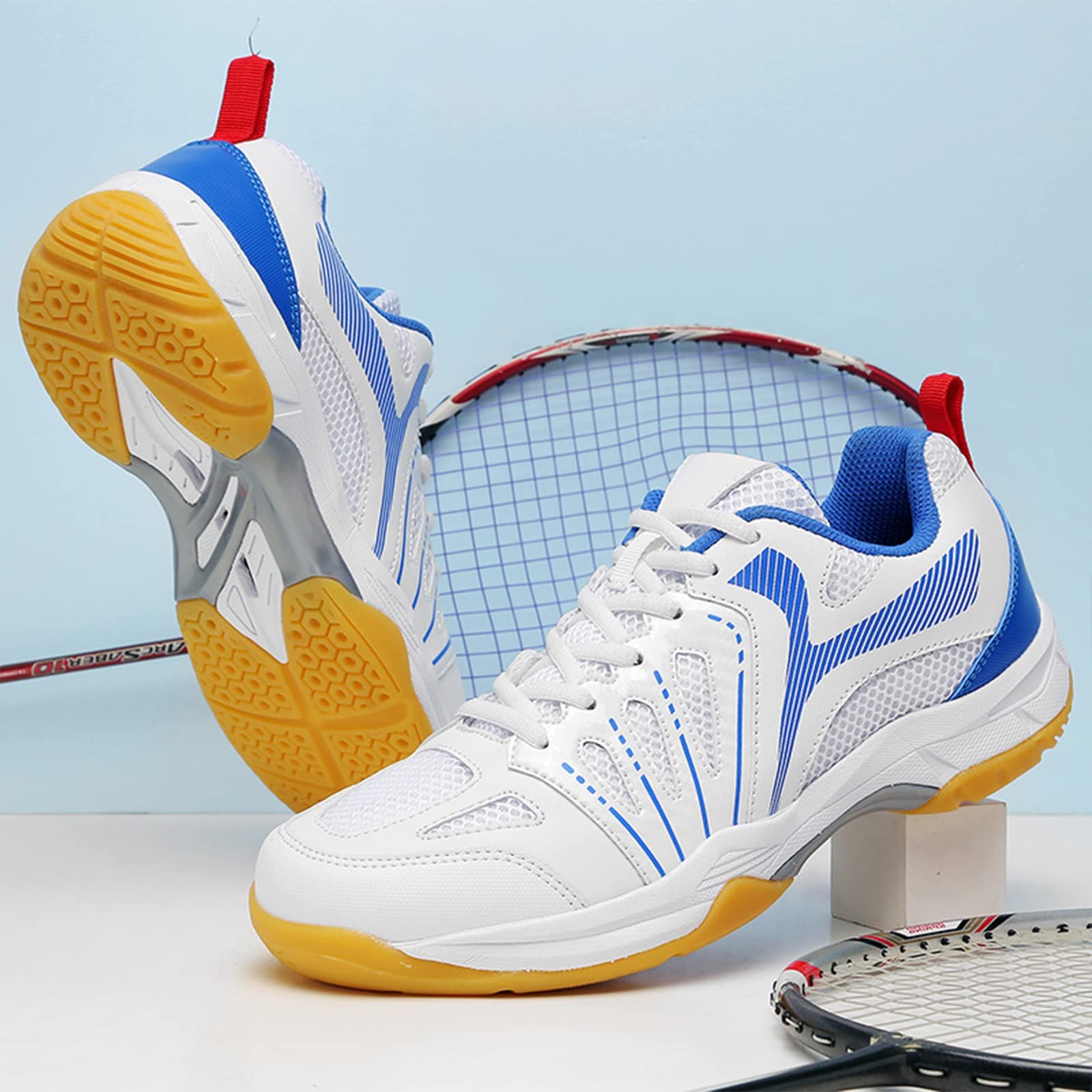 SDEQA Zapatos De Bádminton para Hombres Zapatos De La Corte Interior Zapatillas Antideslizantes De Tenis Deporte Transpirable para Tenis De Tenis De Calabaza Tenis