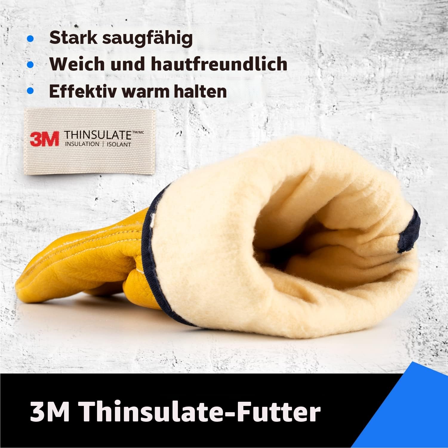 toolant 2 Paar Winterlader Arbeitshandschuhe, Warme 3M Thinsulate Futter für kaltes Wetter Arbeit, 100% Vollkornleder mit Abriebs- und Punktionsbeständigkeit