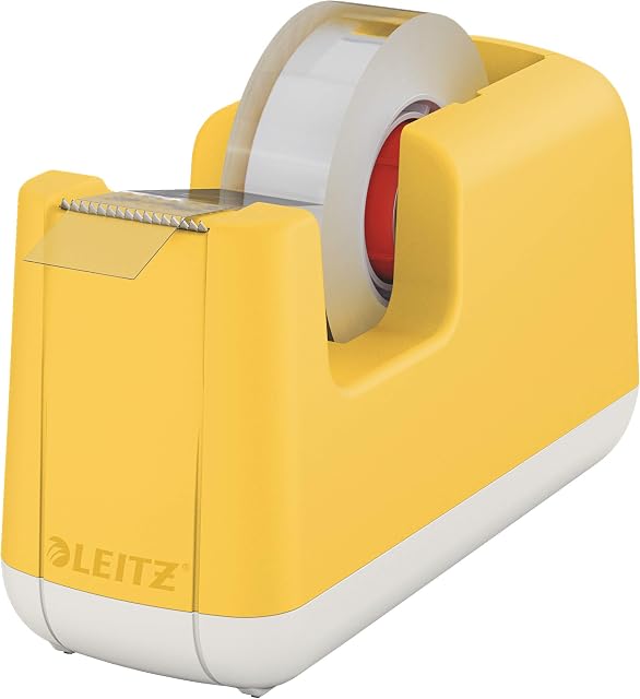 Leitz, Podajnik Taśmy Klejącej Leitz Cosy, Podstawka z Taśmą, Kolekcja Cosy, Kolor: Ciepły Żółty, 53670019