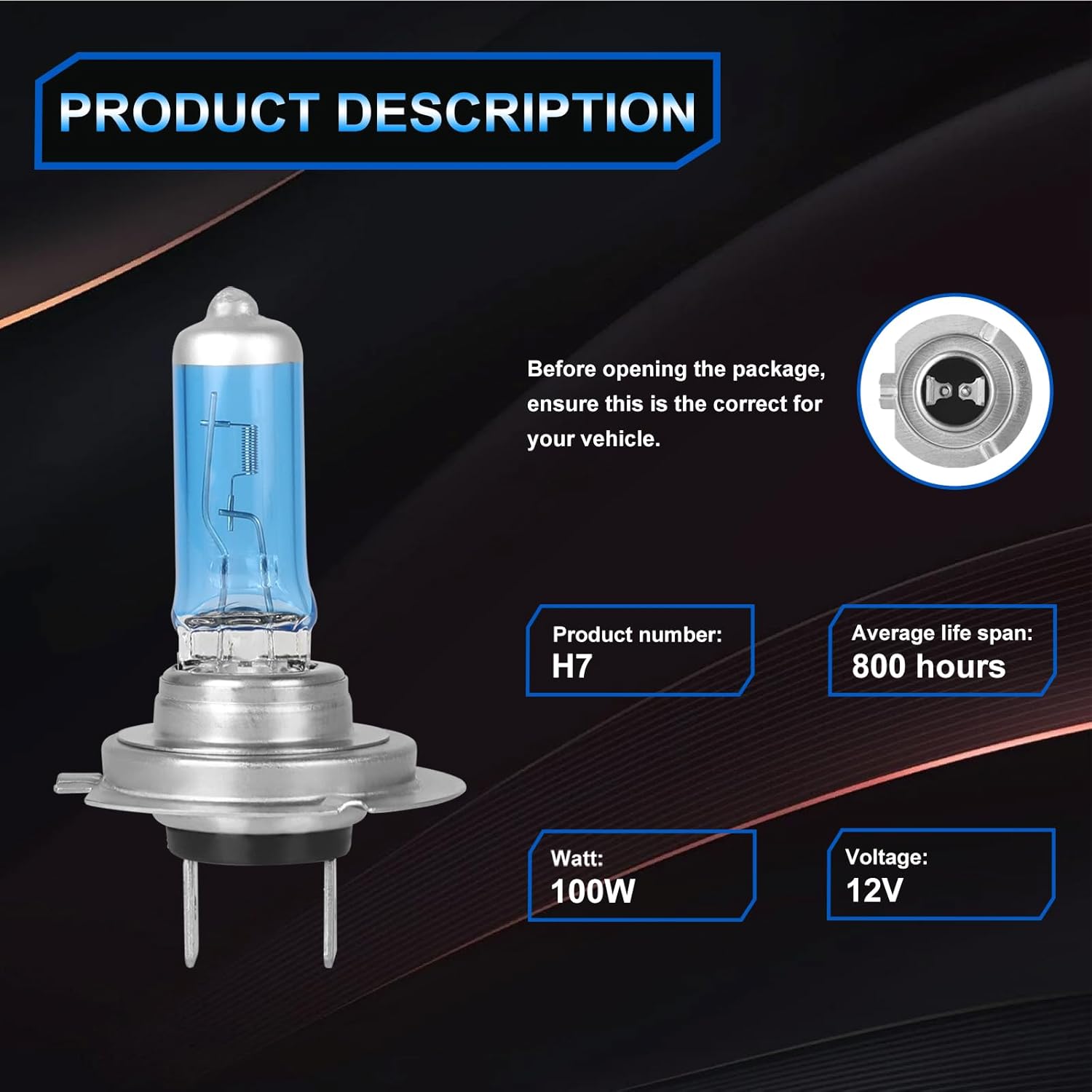 Fit for Kia Optima 2014 2015 LX/EX Hybrid High Performance Halogen Headlight Bulbs,H7 High Beam + H7 Low Beam + H11 Fog Light Replacement Bulb Kit,Pack of 6