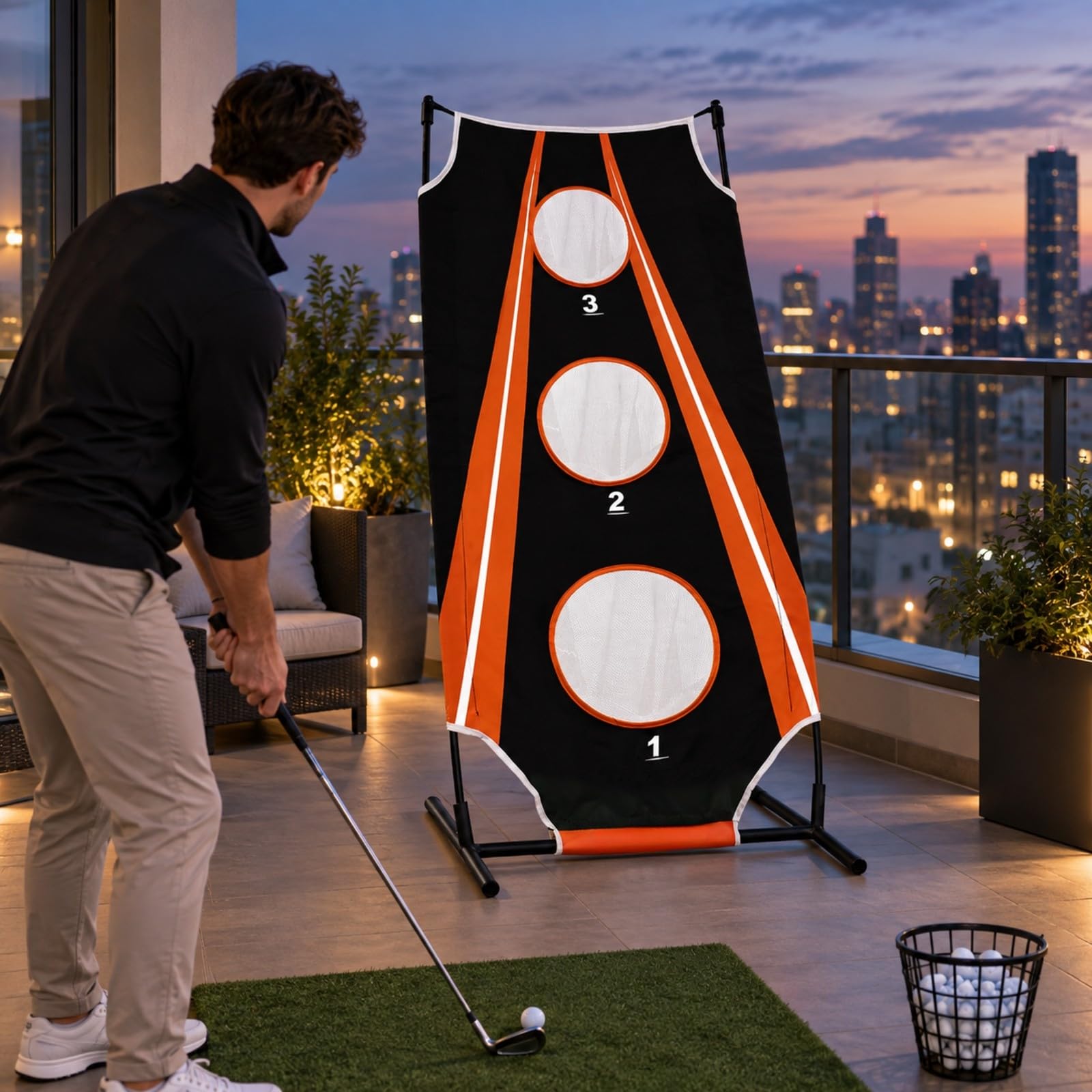 Fil Cible Golf Pied Robuste Fil Golf Panneau Cible en Tissu Portable pr