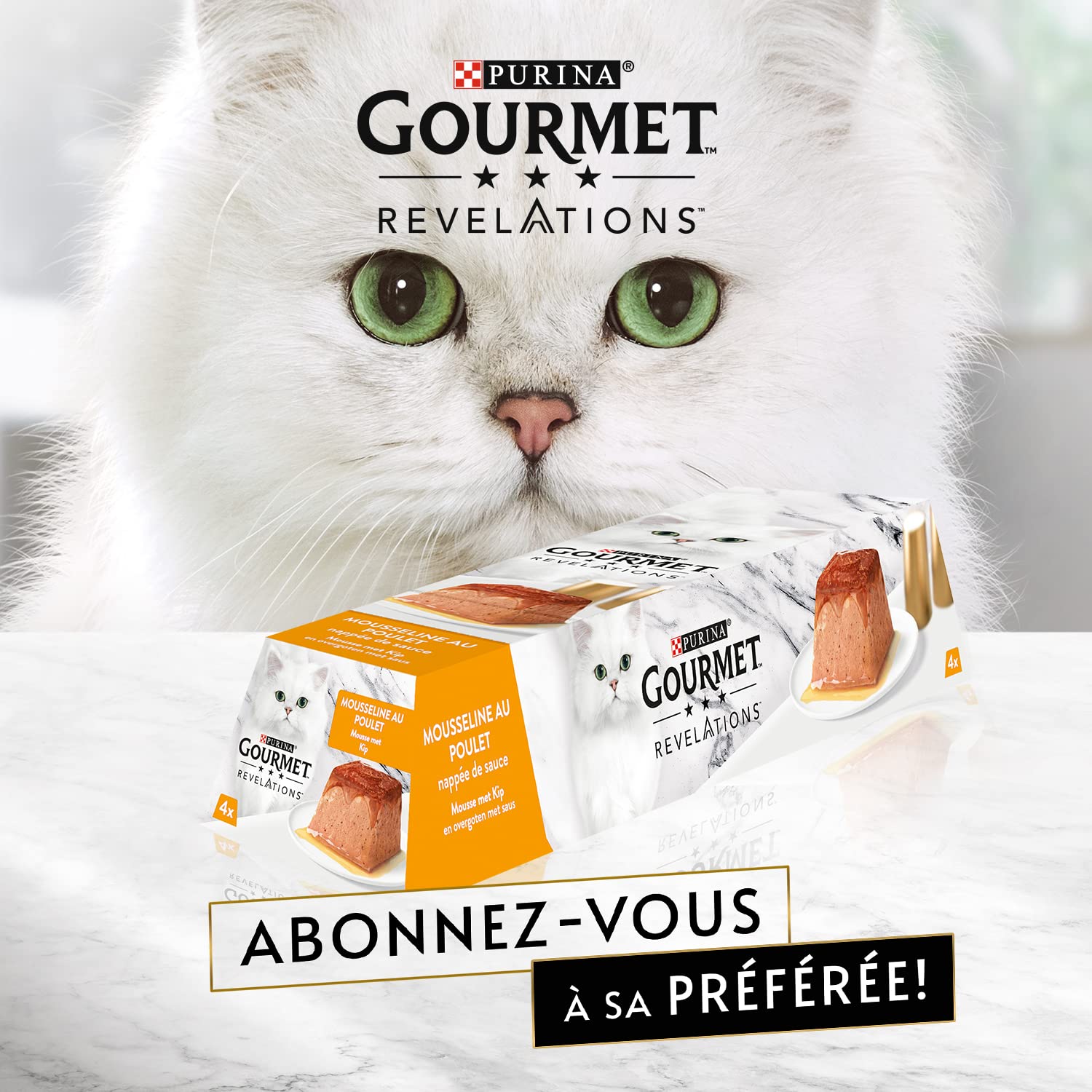 Gourmet Gourmet PURINA Gourmet Revelations Mousse, Comida para Gatos húmeda en Salsa, Pollo y Ternera, 48 Unidades (48 x 57 g)