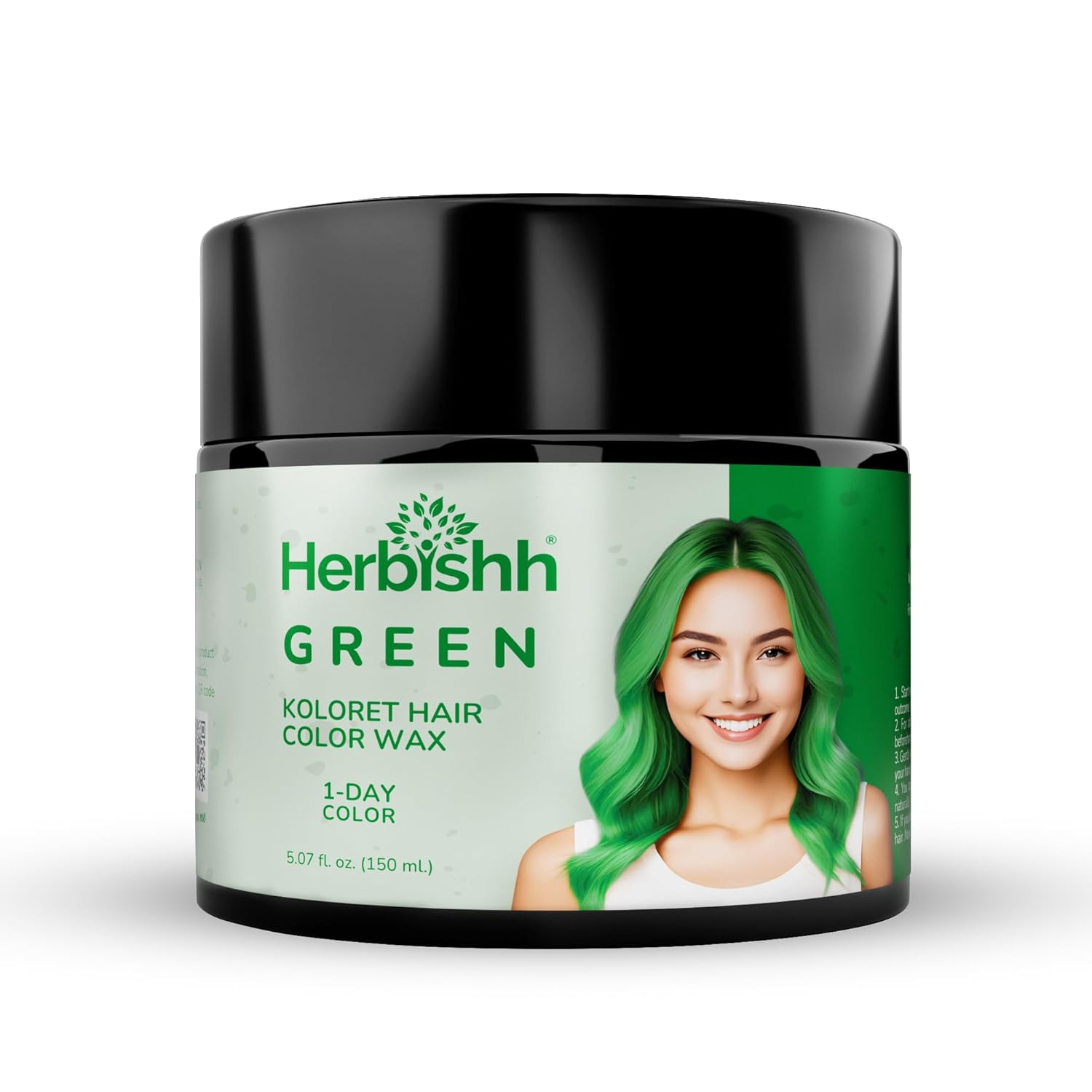 Herbishh Koloret Temporary Hair Color Wax, Green Hair Dye, Instant Hair Color Wax Washable, Vegan, DIY Temporary Color for Kids, Men & Women 5.07 fl