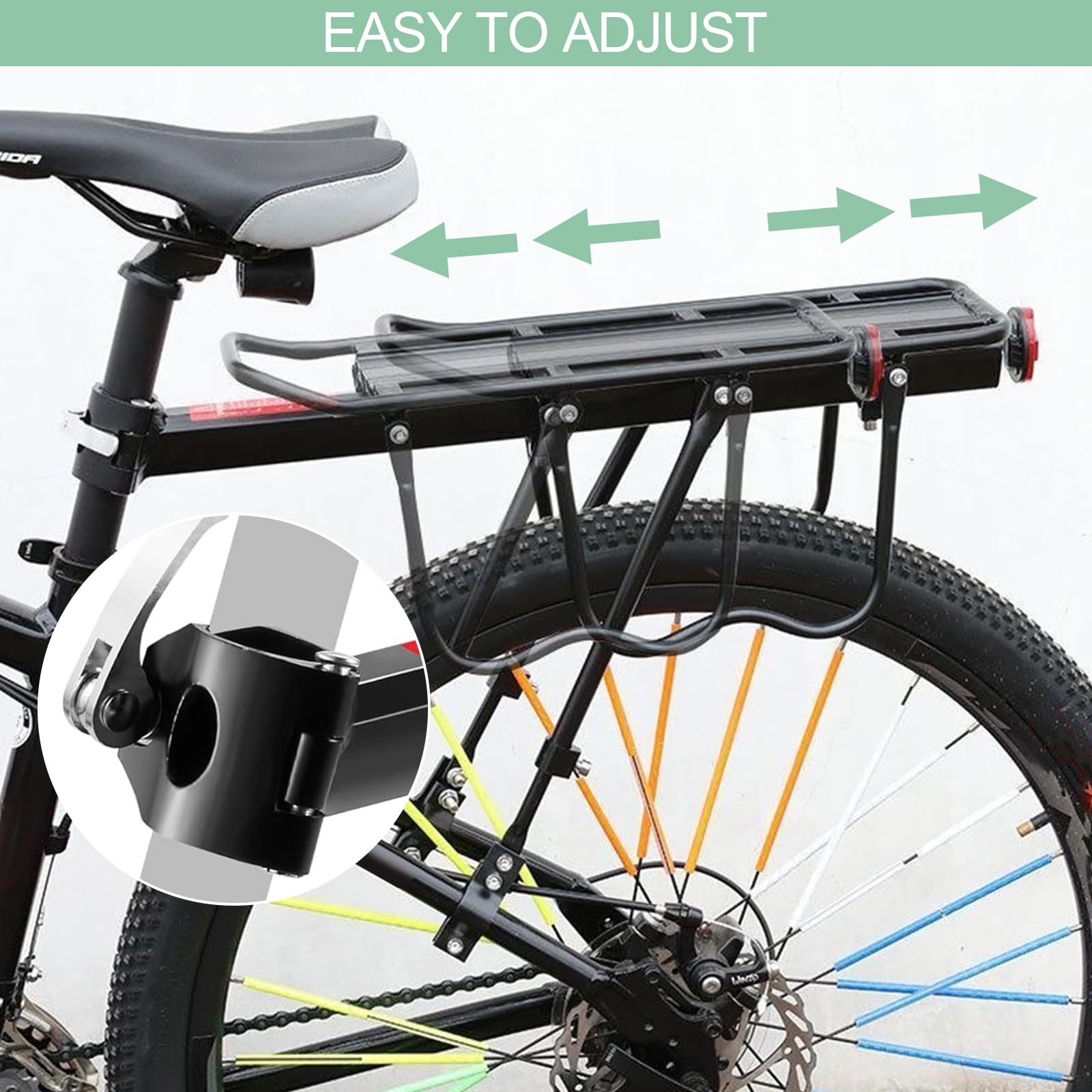 Portabultos Trasero Dromzen Para Bicicleta – Aleación De Aluminio, 50kg, Con Reflector Y Liberación Rápida