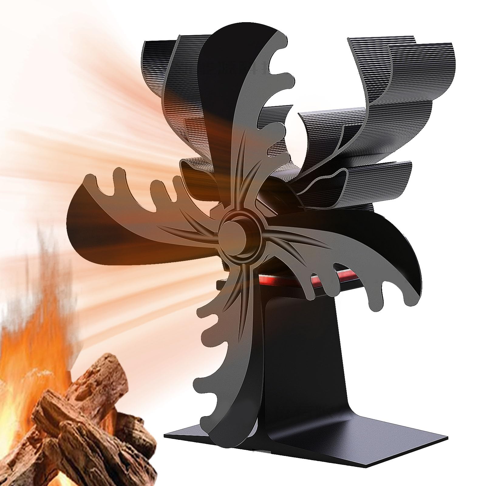 Ventilatore per Stufa a Legna Alimentato a Calore | Ventilatore | per Stufa a a 4 Foglie,Ventilatore Termico a Forma di Renna, per Stufa a Legna, Ventilatore per Stufa