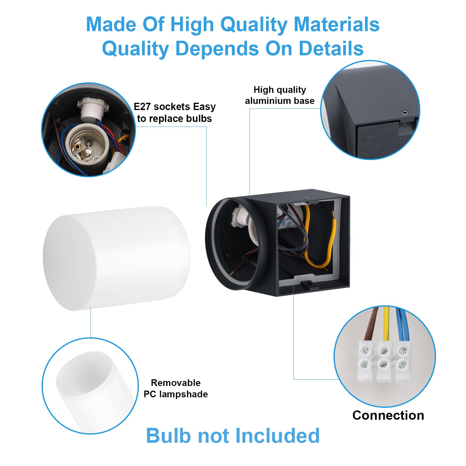 Klighten 2 Aplique de Pared E27 Interior/Exterior, Antracita Lámpara de Pared, IP65, Aluminio Moderno, para Entrada Terraza Jardín, 40W Max