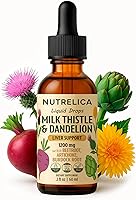 NUTRELICA Milk Thistle & Dandelion Liver Support Drops 1200mg - Vegan Detox with Beet, Artichoke, Burdock, Alcohol-Free