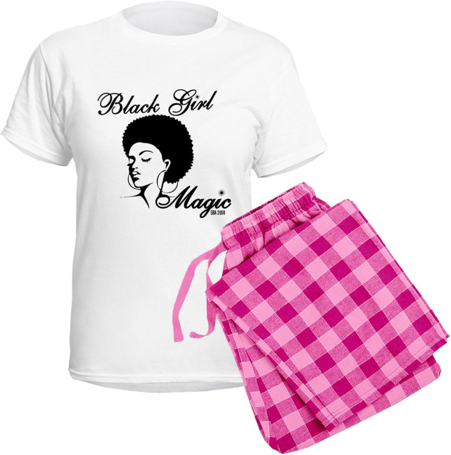 CafePress Black Girl Magic Pajamas Women's Novelty Cotton Pajama Set, Comfortable PJ Sleepwear