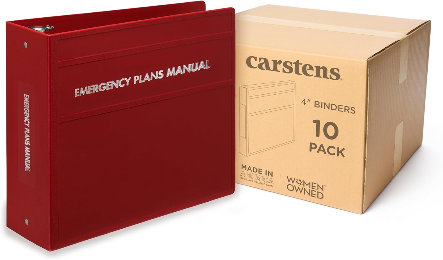 Carstens 3-Inch Heavy Duty Emergency Plans Round Ring Binder – Side Opening, Brick Red, Durable Plastic Covers, No-Gap Rings, No Pockets, Holds 400 US Letter Sheets, Made in USA (1730-3R)