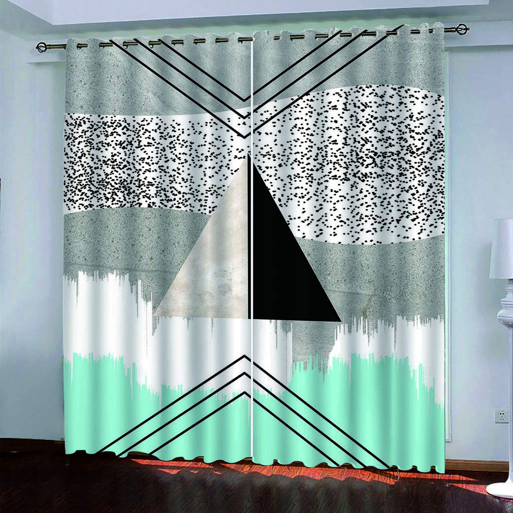 Maynuo Girls Curtains For Bedroom 3D Geometric Art Graffiti Eyelet Top Curtain For 62X78inch Kids Window Treatments For Home Decoration Thermal