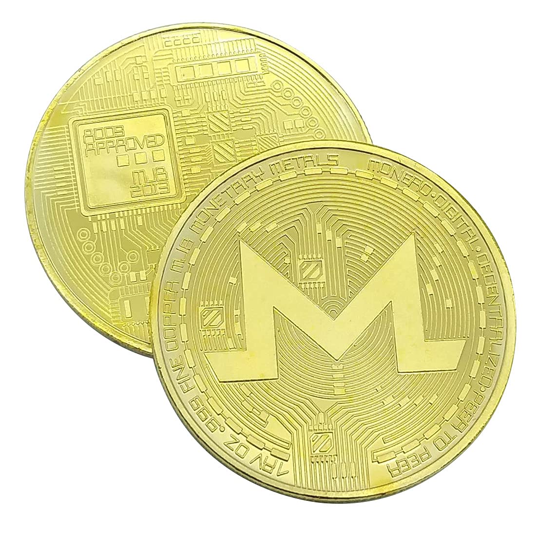 GARASANI Monero Coin Commemorative Coin Gold Plated Home Room Office Decoration Collector's Set Circular Case Included 0.3mm Pack of 2 (Gold Monero Coin)