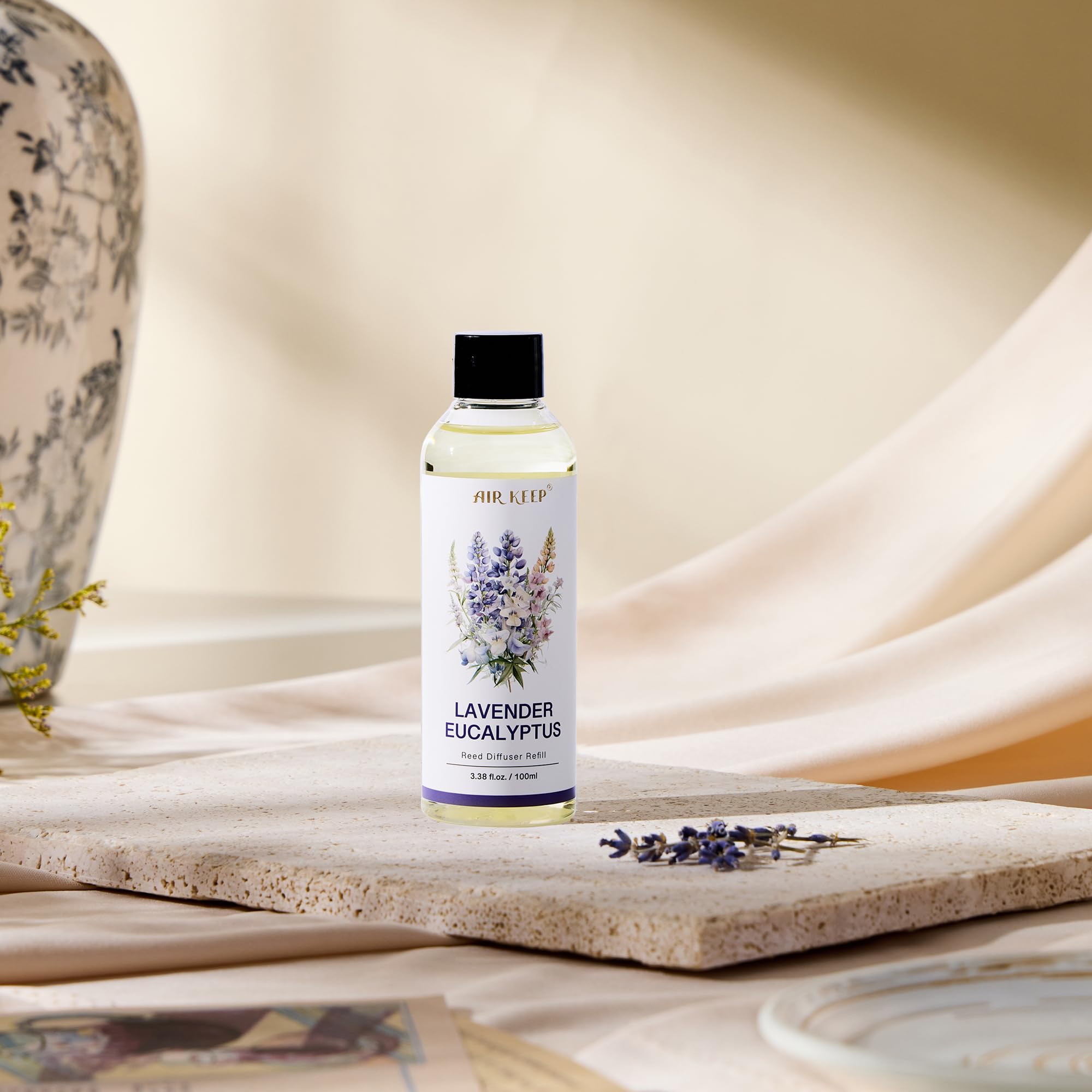 Airkeep Reed Diffuser Oil Refill/Lavender Eucalyptus/3.38oz?100ml/1 Pack/Scented Oil Refill for Diffuser Home Fragrance for Bedroom, Bathroom Office Home Decor