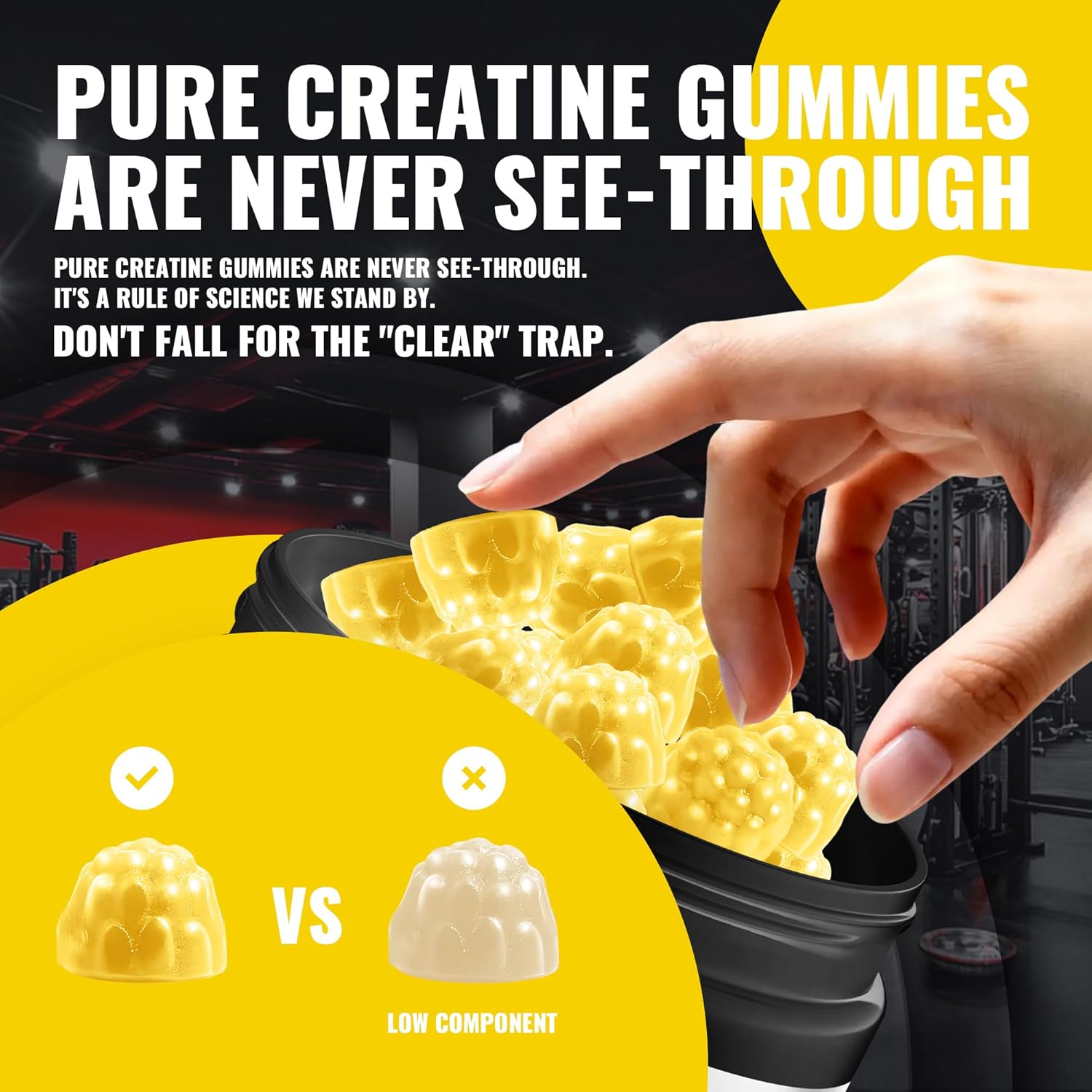 Natures Aid NSF Certified Creatine Gummy 5g - Creatine Monohydrate Gummies – Pre-Workout Energy & Muscle Growth Support for Men & Women | Pineapple Electrolyte Gummies (135 Count)