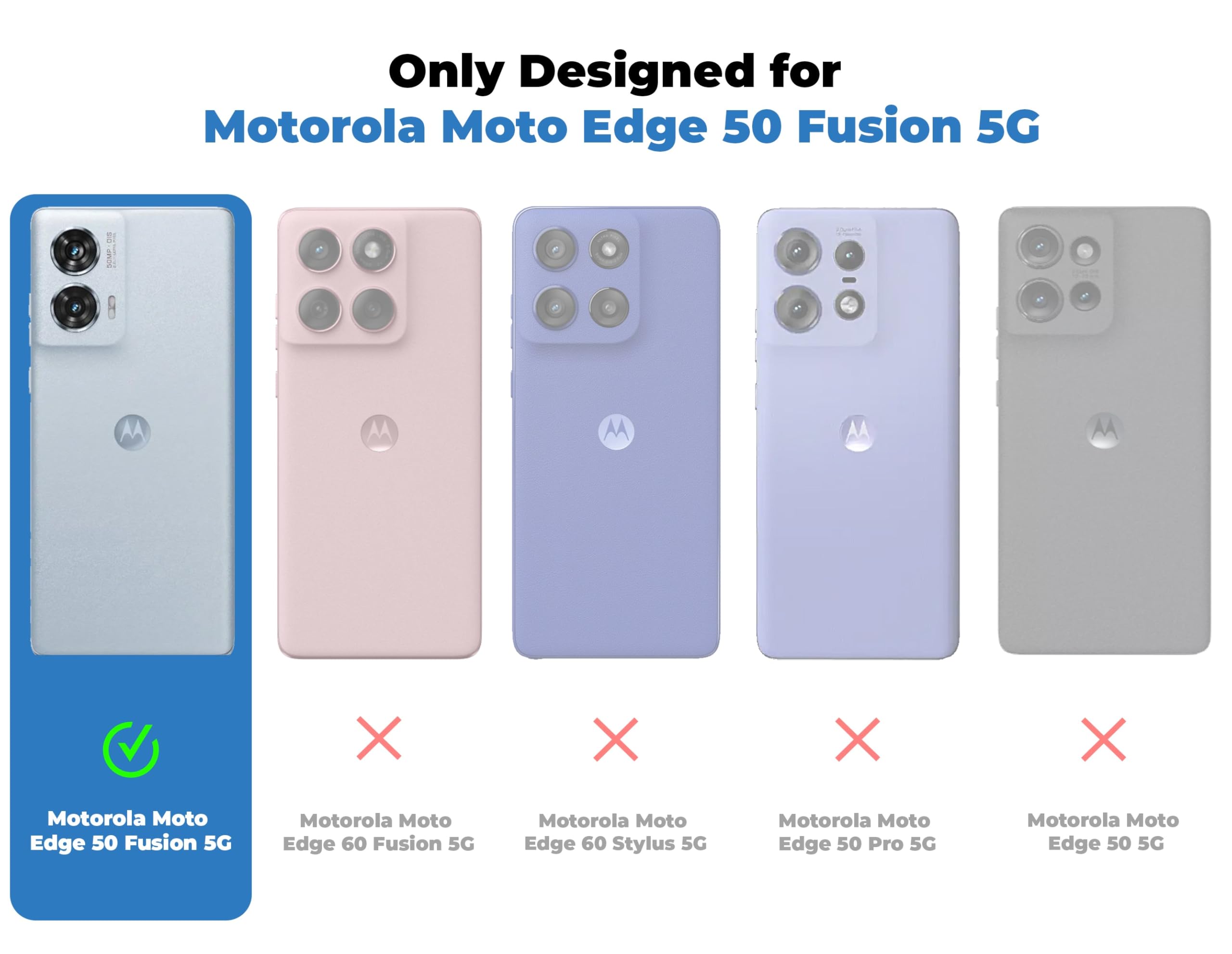 DL3 Mobilak Case Back Cover for Motorola Edge 50 Fusion, Sleek Frosted Translucent Back Only Compatible with Wireless Magnetic Accessories | Anti-Scratch Shockproof Phone Case (Black)