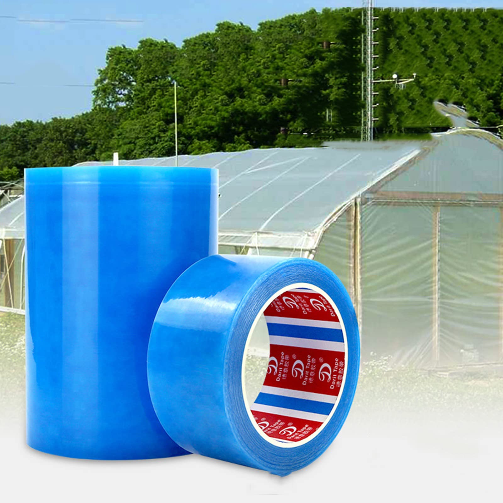 Iwinna Greenhouse Repair Tape, Extra Strong Polytunnel Polythene Blue Clear Waterproof Tape (50-25), (50mm x 25m) - Image 4