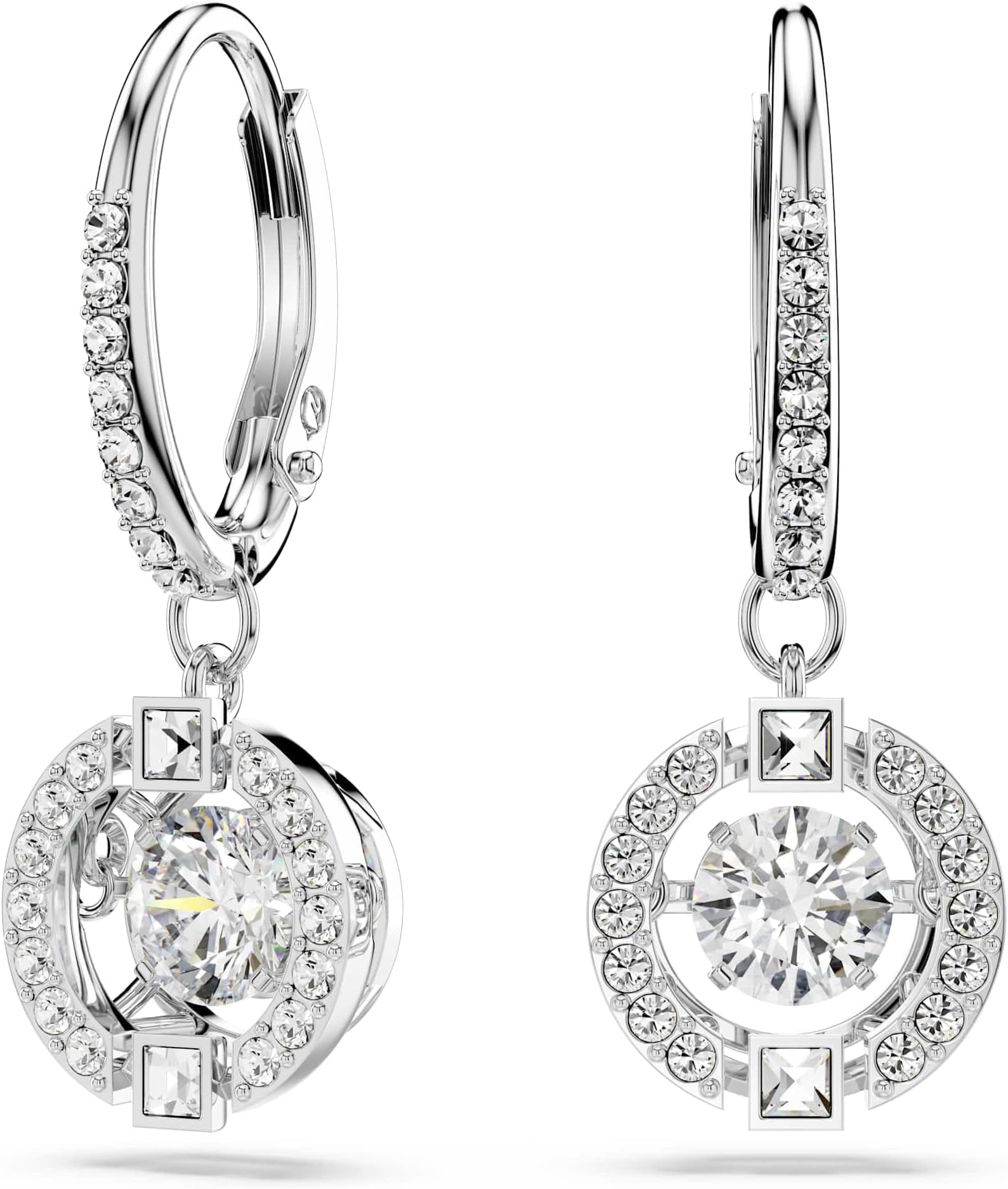 Sparkling Dance Necklace and Earrings Jewelry Collection, Rhodium Finish, Blue Crystals, Clear Crystals