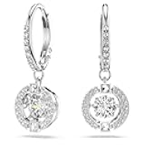 Sparkling Dance Necklace and Earrings Jewelry Collection, Rhodium Finish, Blue Crystals, Clear Crystals